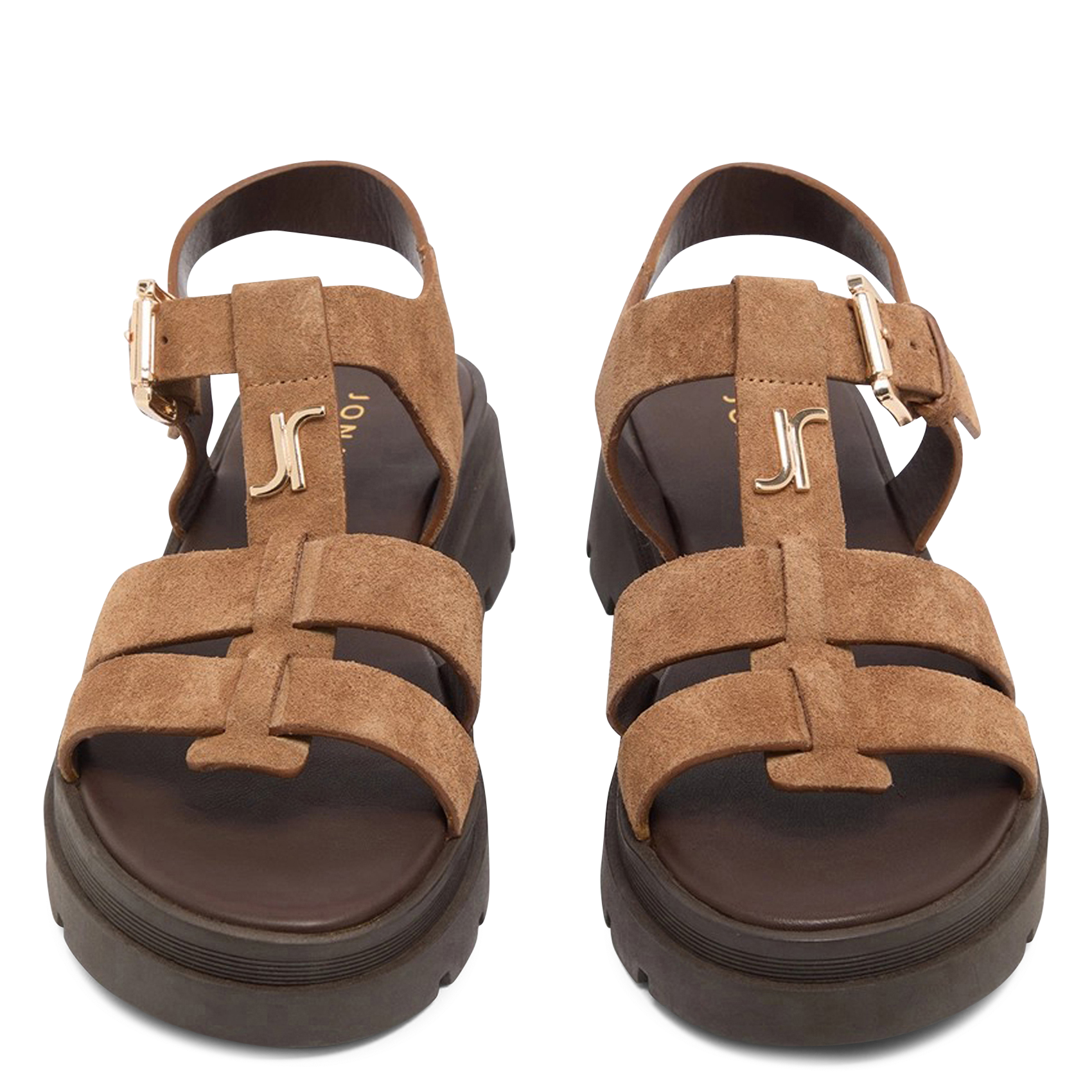 Sandales à plateformes en cuir velours JONAK Marron