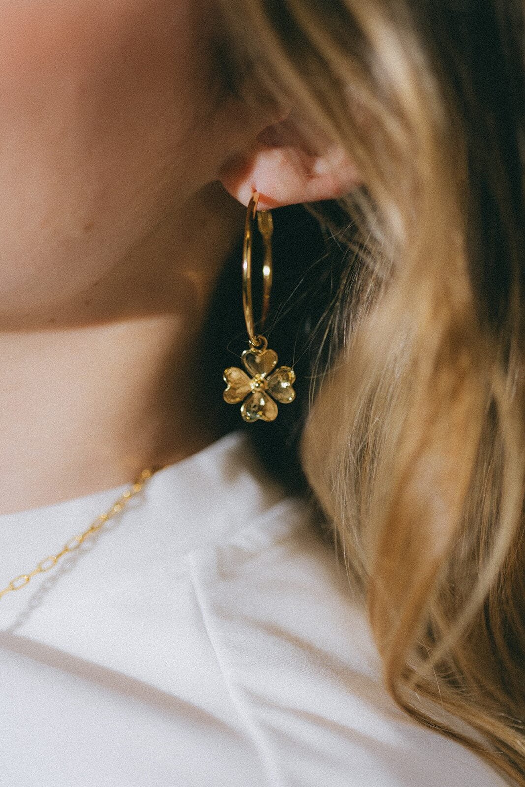 Small silver-plated clover hoop earrings MONSIEUR SIMONE Golden