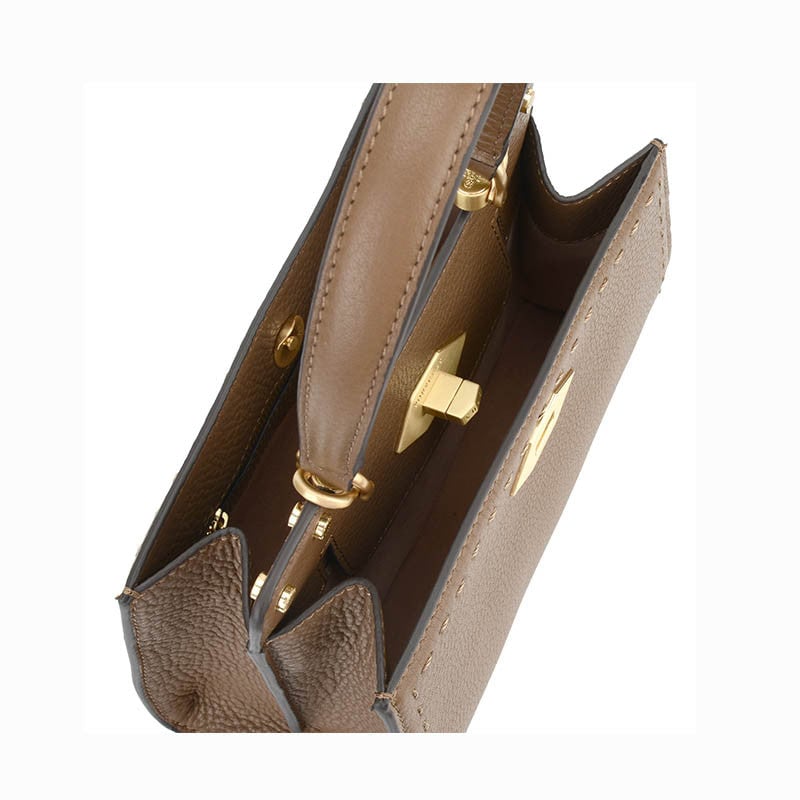 Leather clutch bag POURCHET Brown