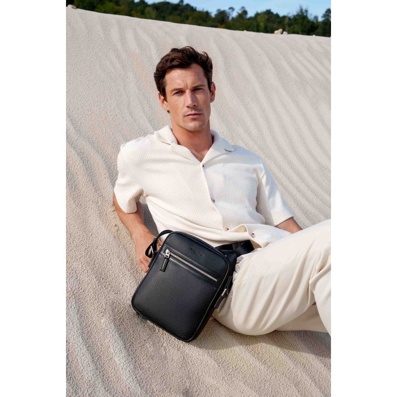 Crossbody bag in cowhide leather POURCHET Black