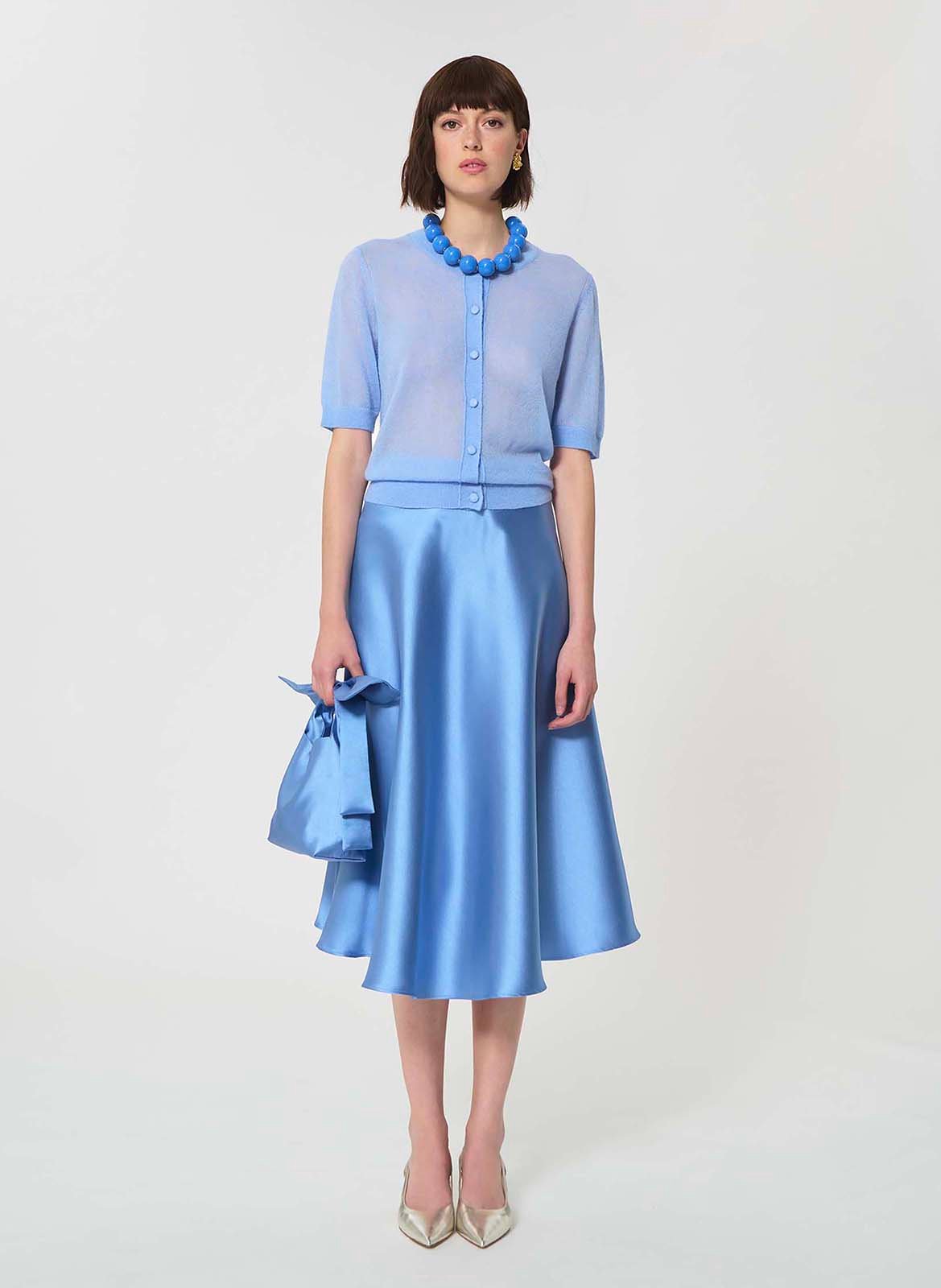 Kortemouwige ronde hals cardigan uni TARA JARMON Blauw