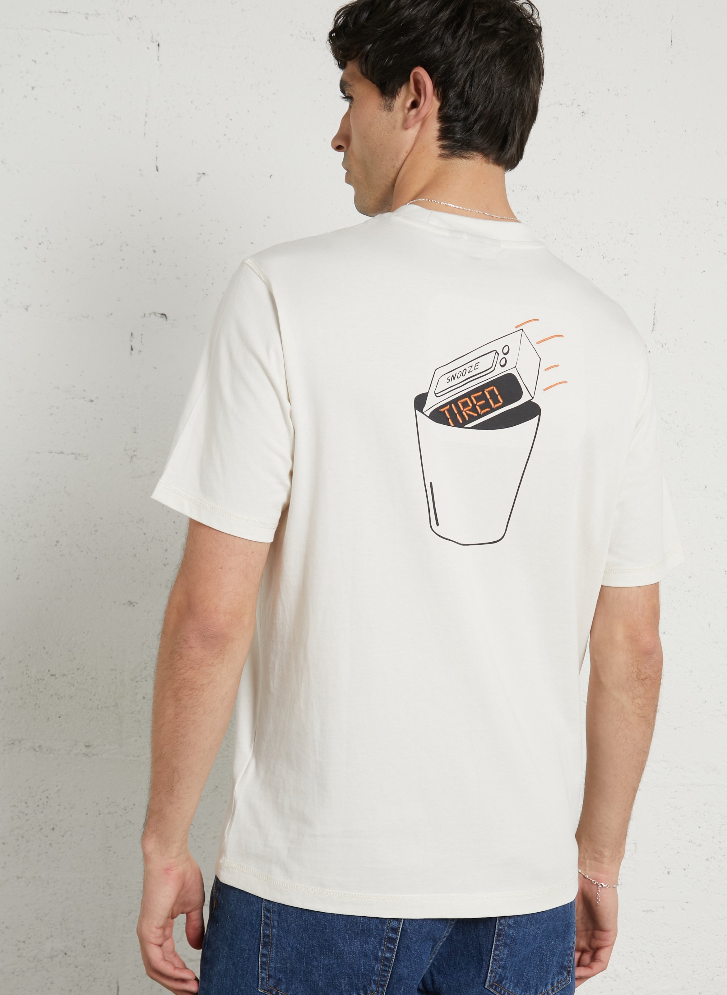 Gerade geschnittenes Baumwoll-T-Shirt mit Siebdruck NAPAPIJRI Beige