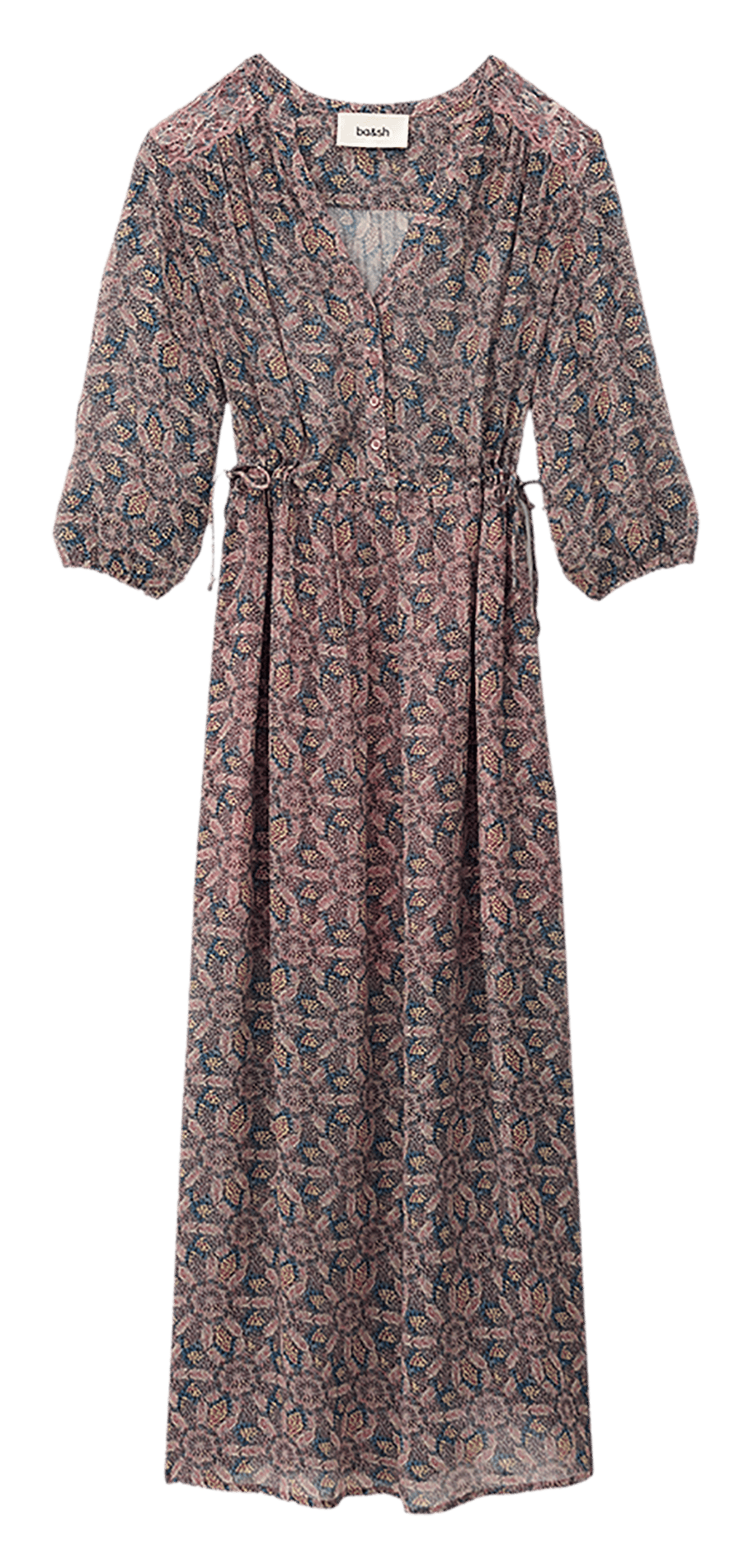 Halflange jurk met V-hals en print BA&SH Blauw