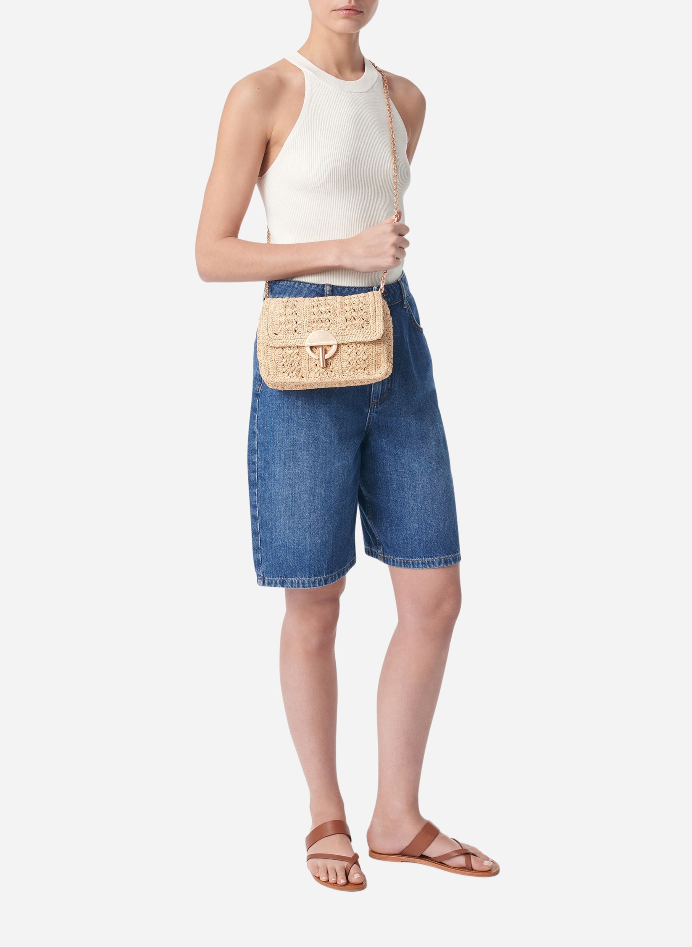 Umhängetasche aus Bast VANESSA BRUNO Beige