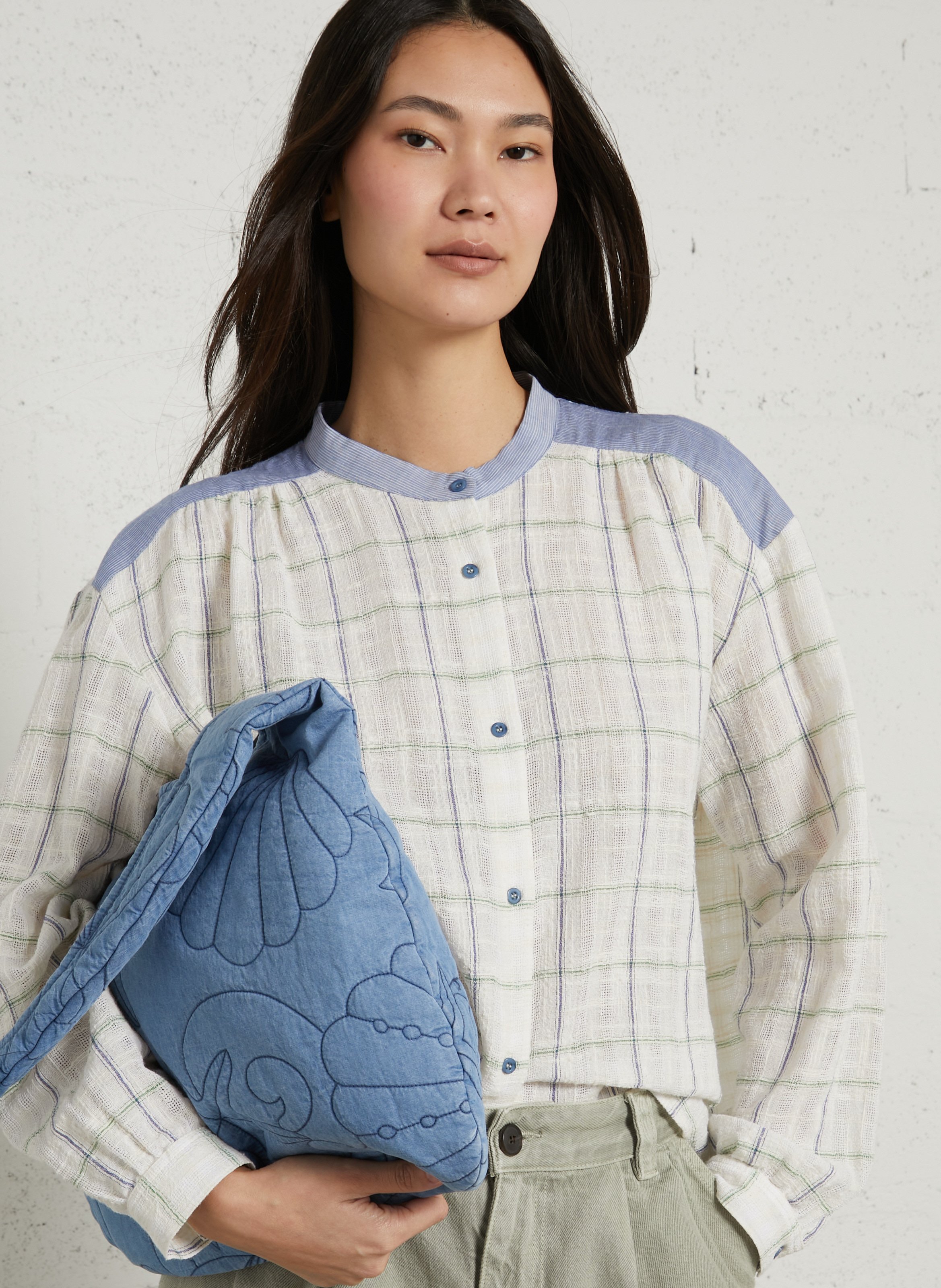 Straight printed organic cotton round-neck blouse SACRECOEUR Multicolored