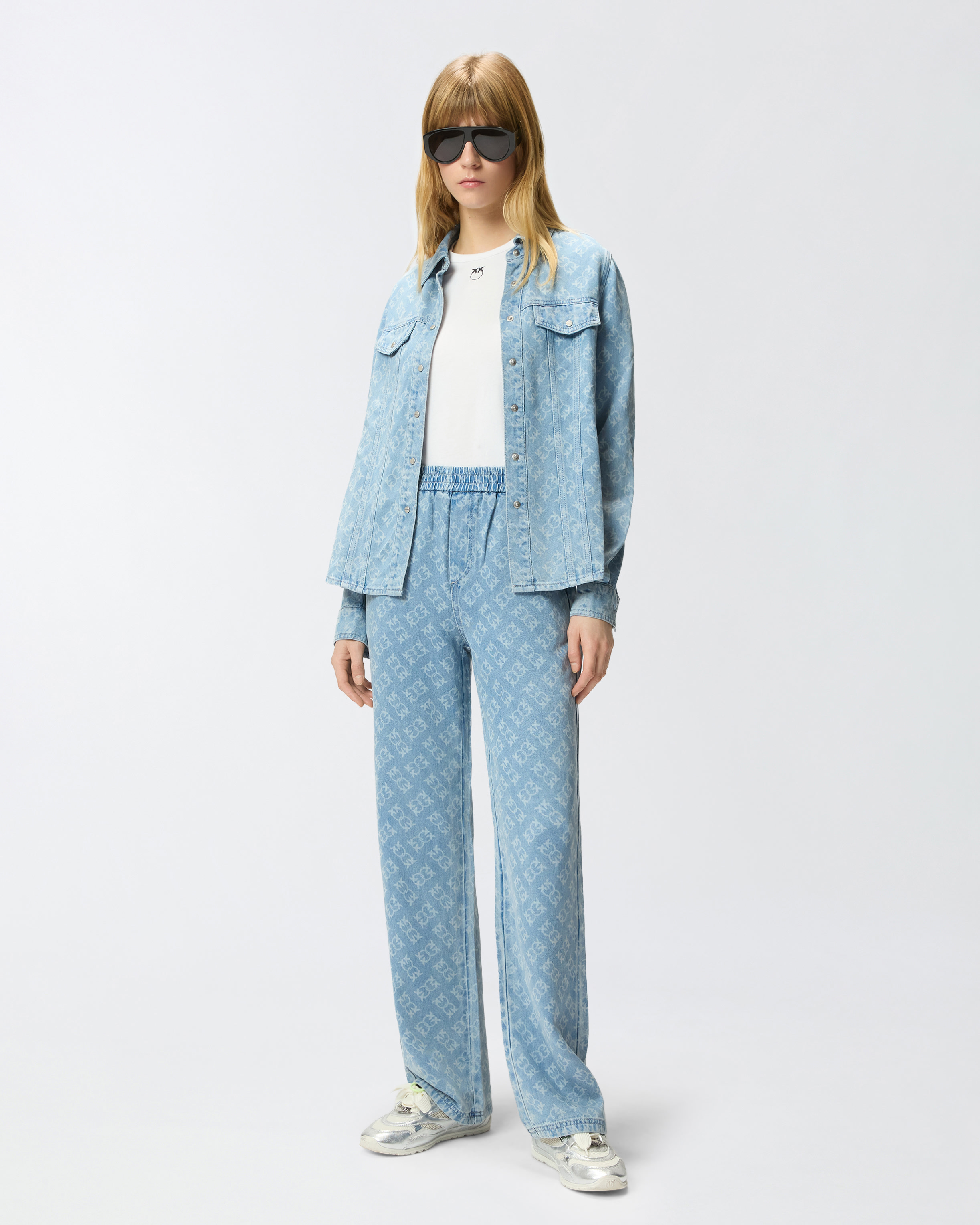 Pantalon en denim avec logo love birds PINKO Bleu