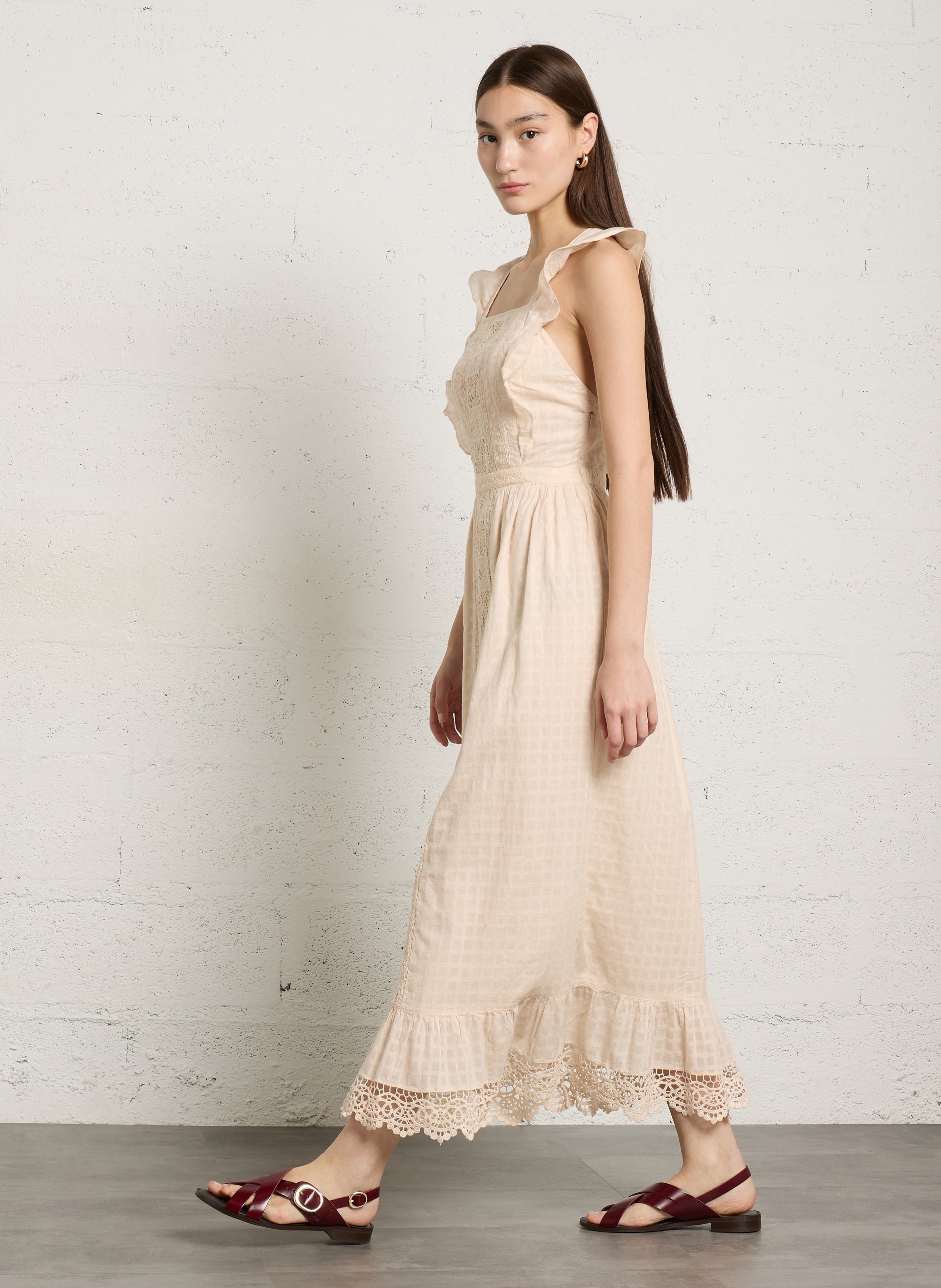 Robe longue ras du cou en coton bio LOUISE MISHA Blanc