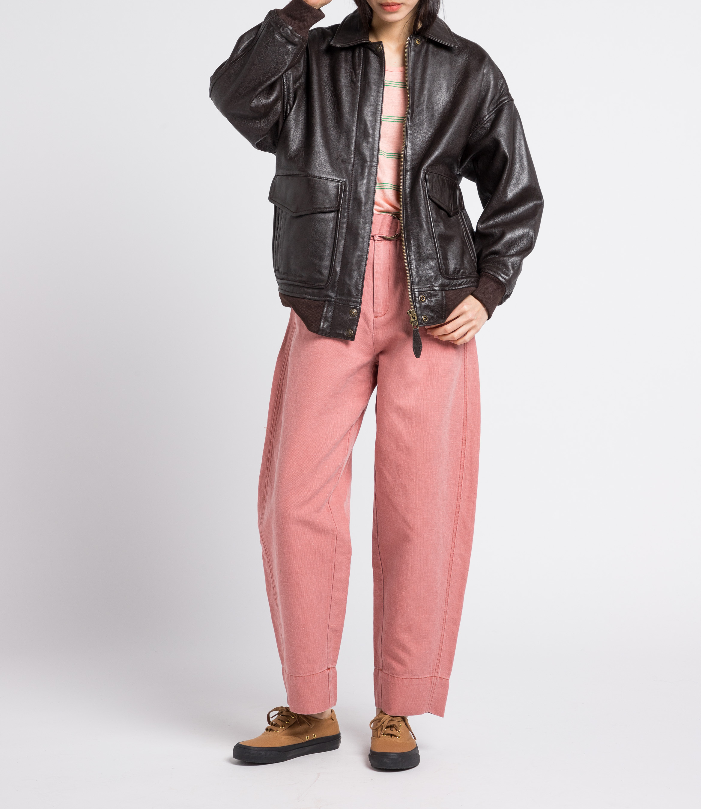 Blouson en cuir oversize  SCHOTT Marron