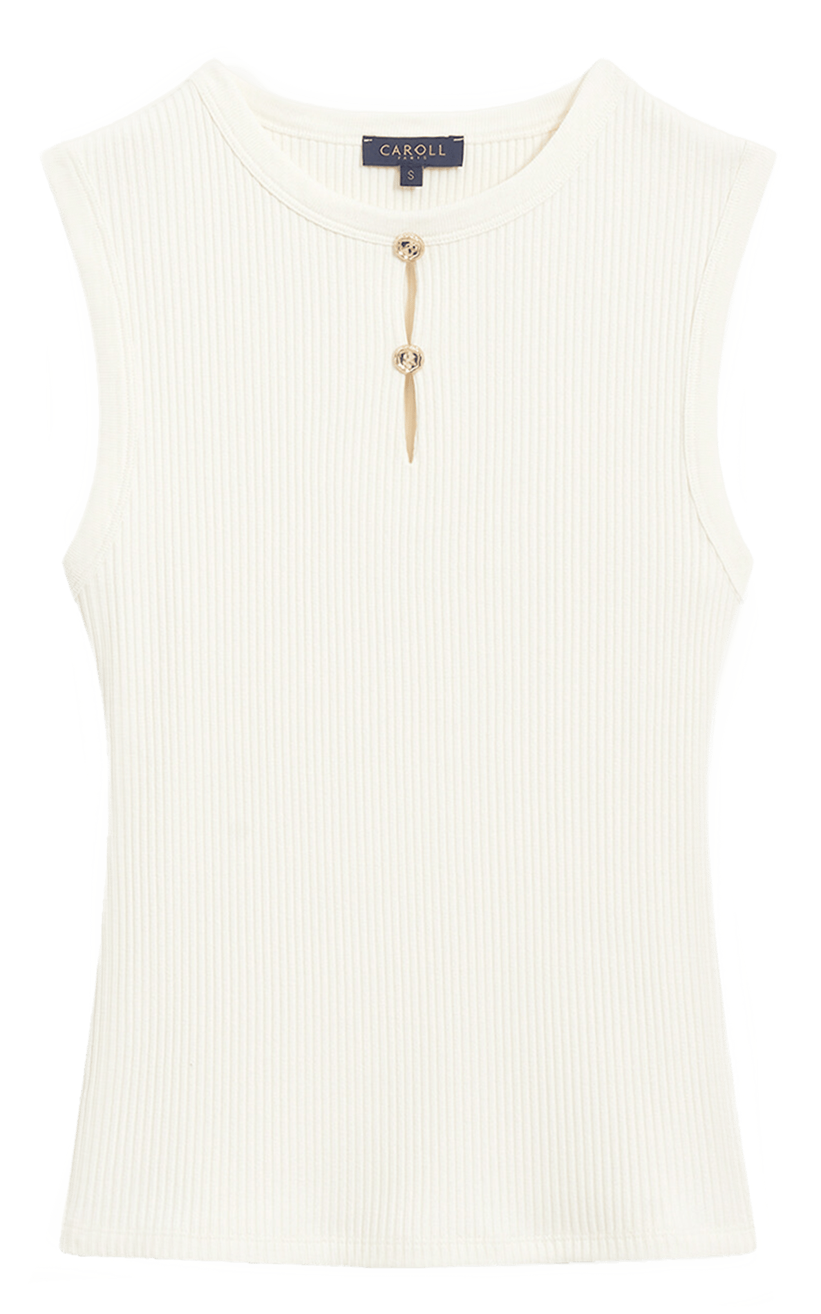 Top sans manches côtelé CAROLL Beige