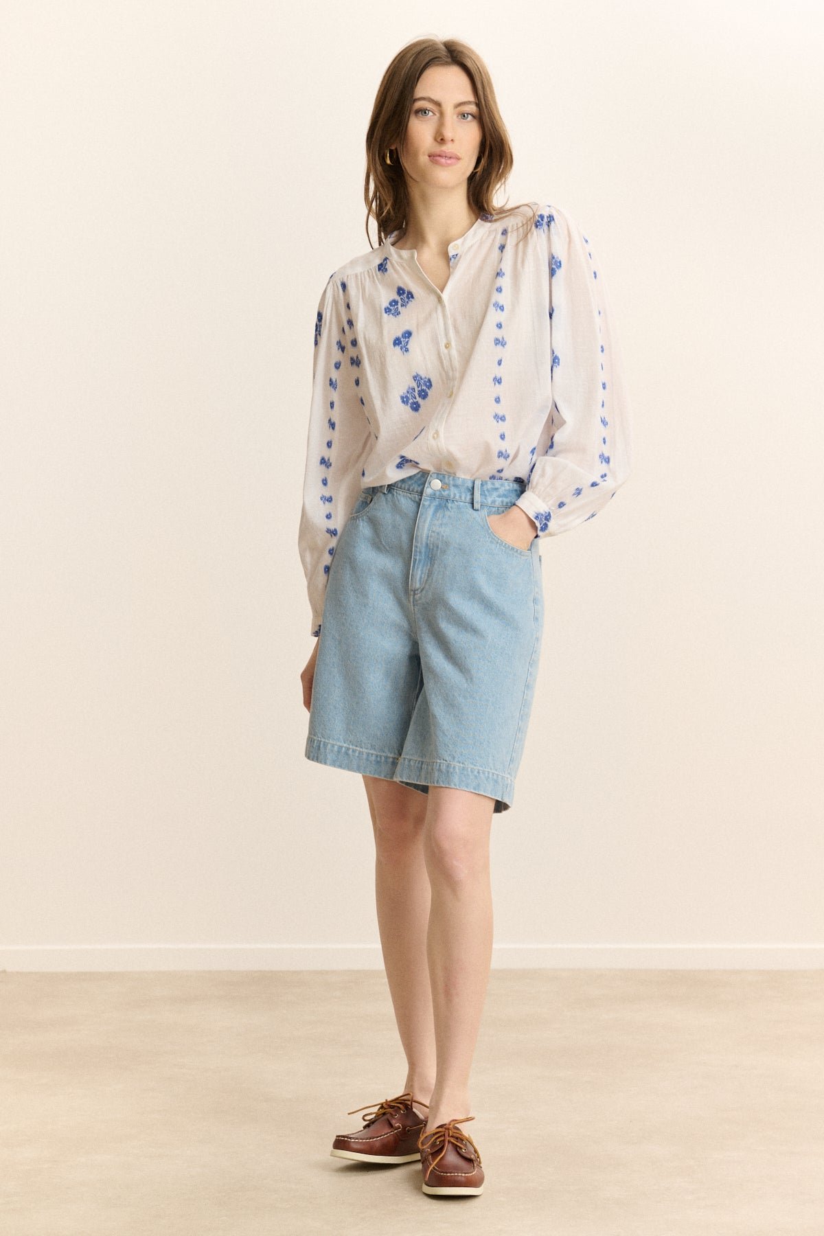 Embroidered long-sleeve blouse GARANCE PARIS White