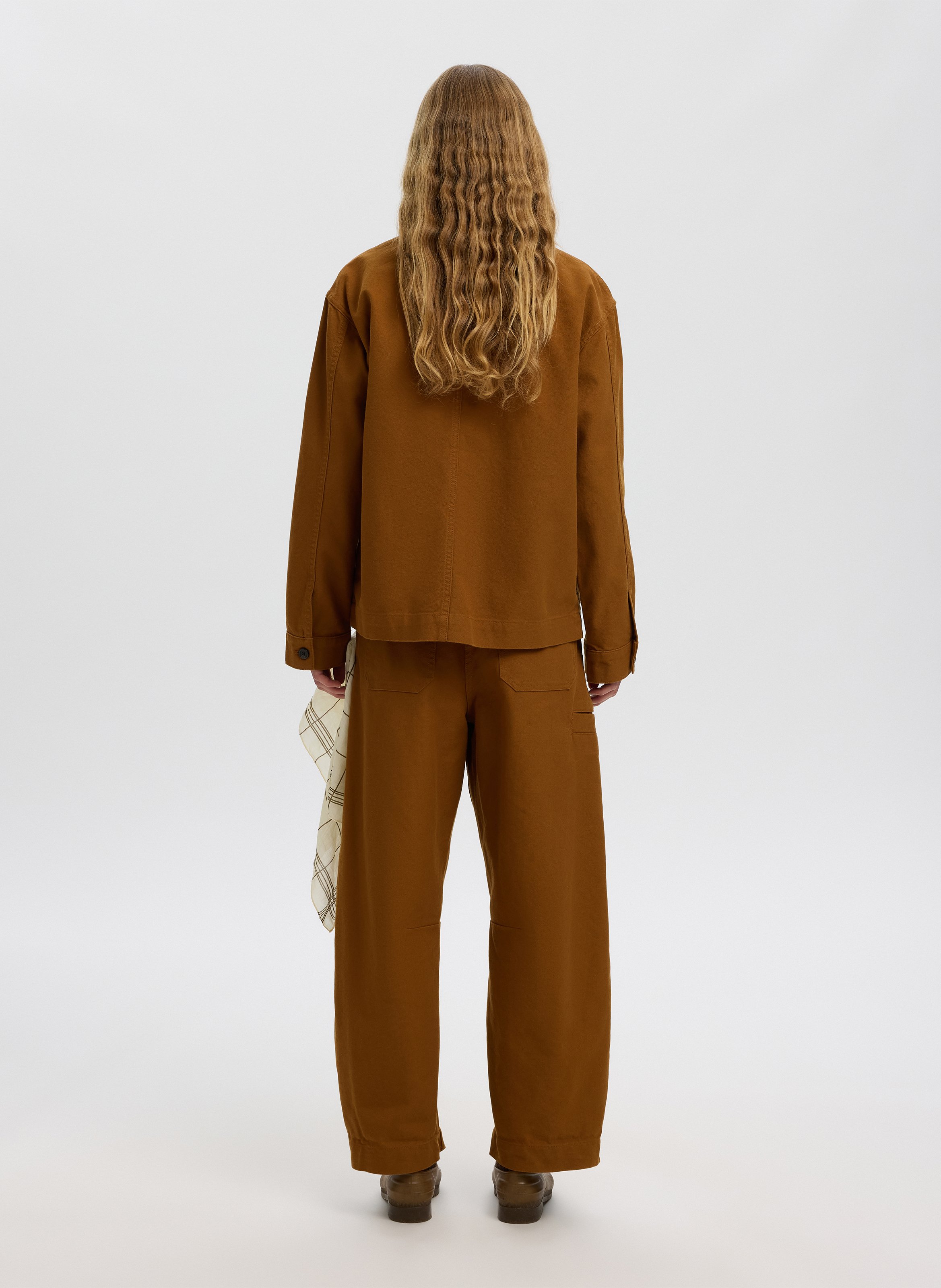 Veste ample en coton et en lin SELECTED Marron