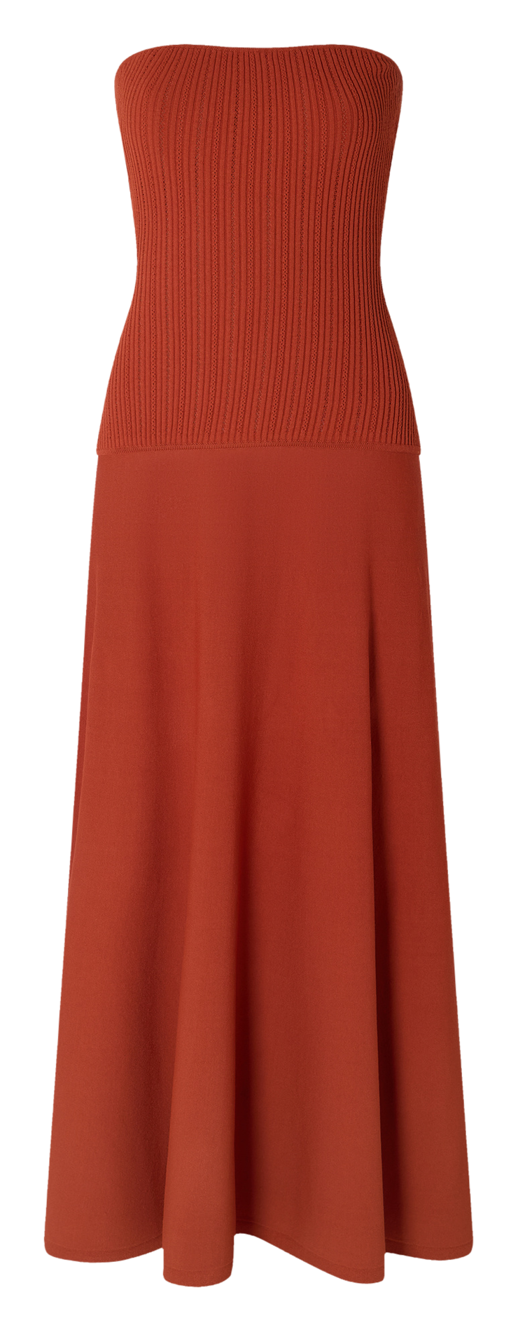 Strapless long dress with two textures SESSUN Red