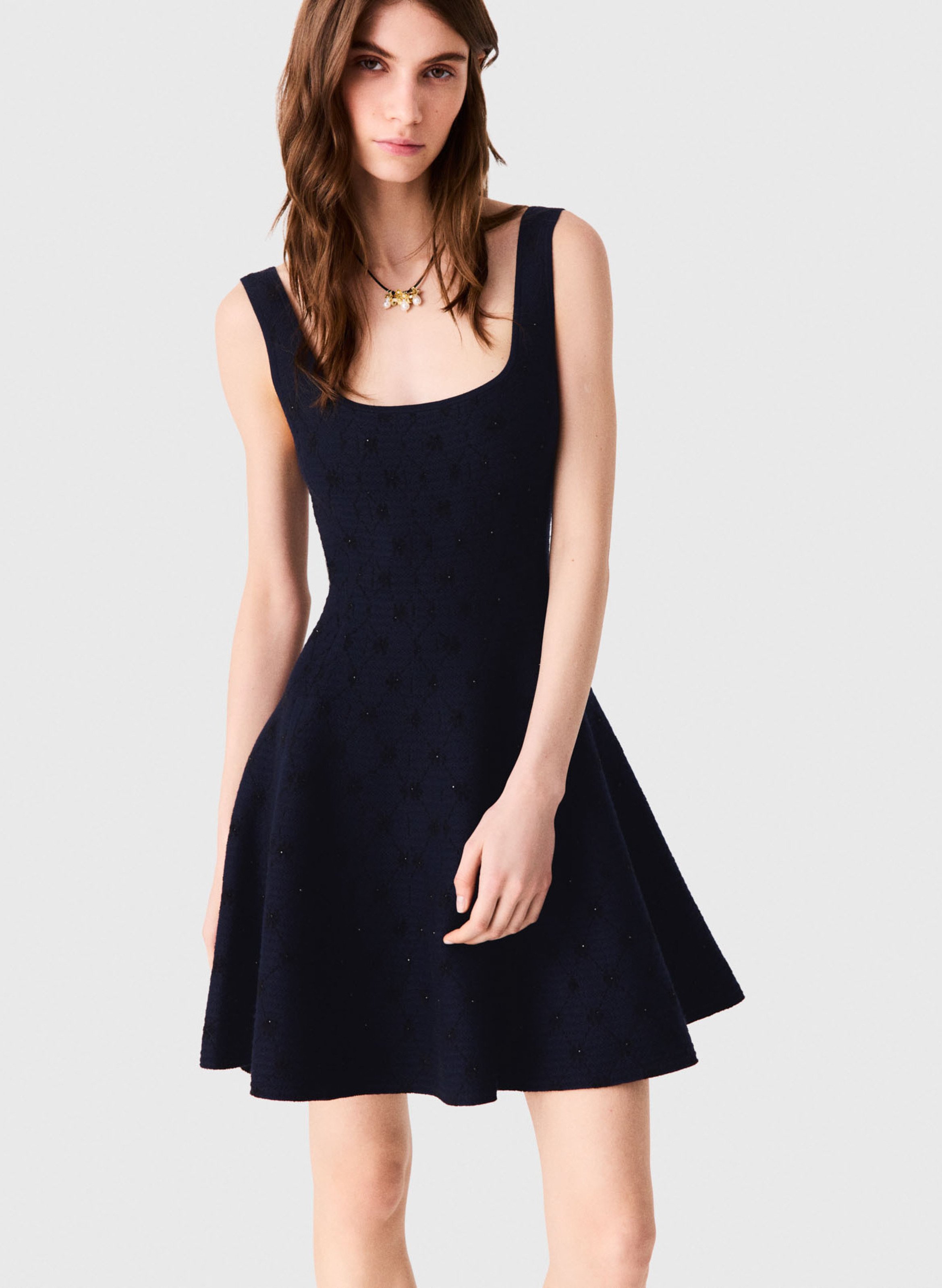 Robe courte col rond évasée MAJE Bleu