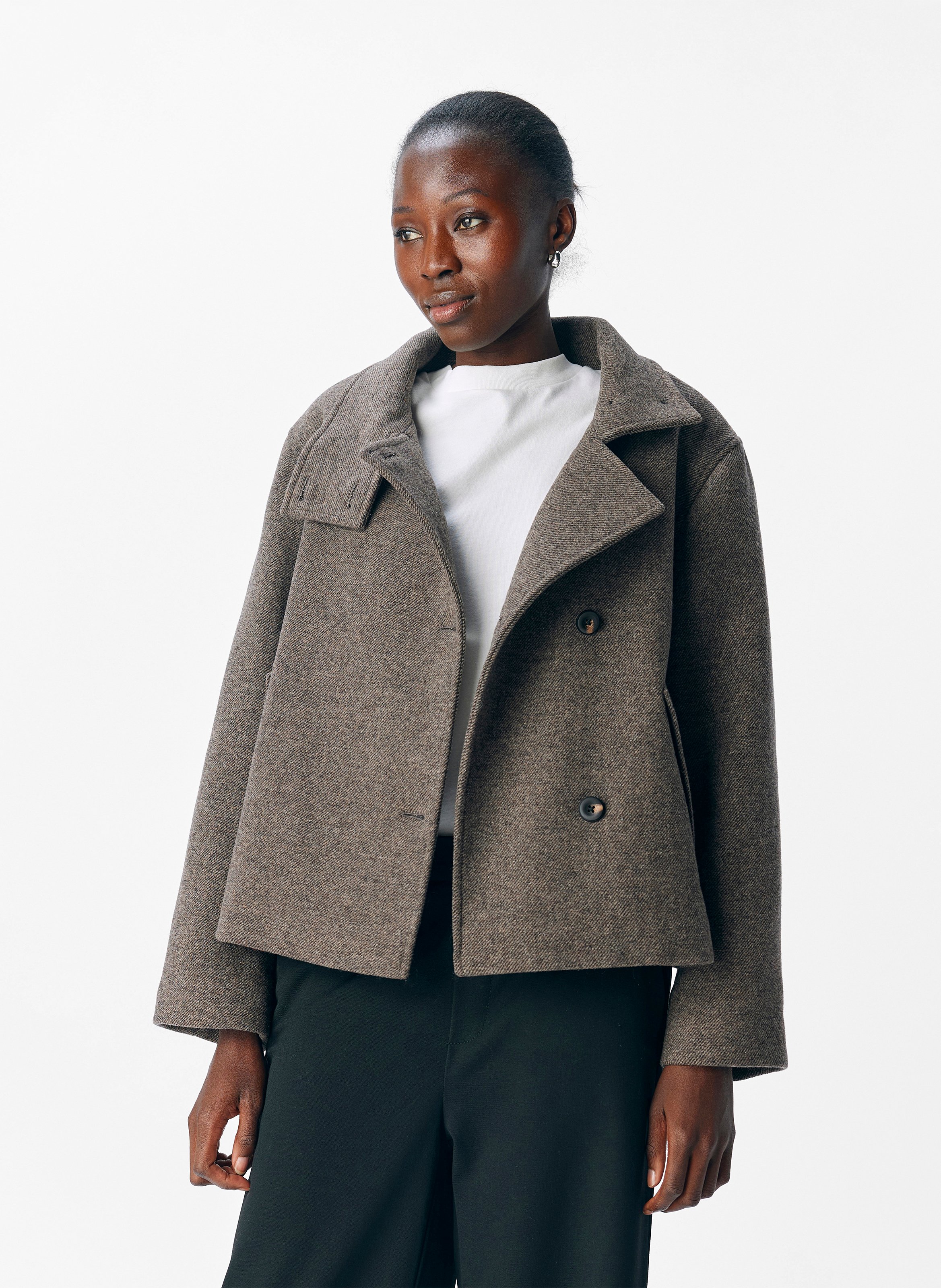 Manteau droit col montant OBJECT Marron