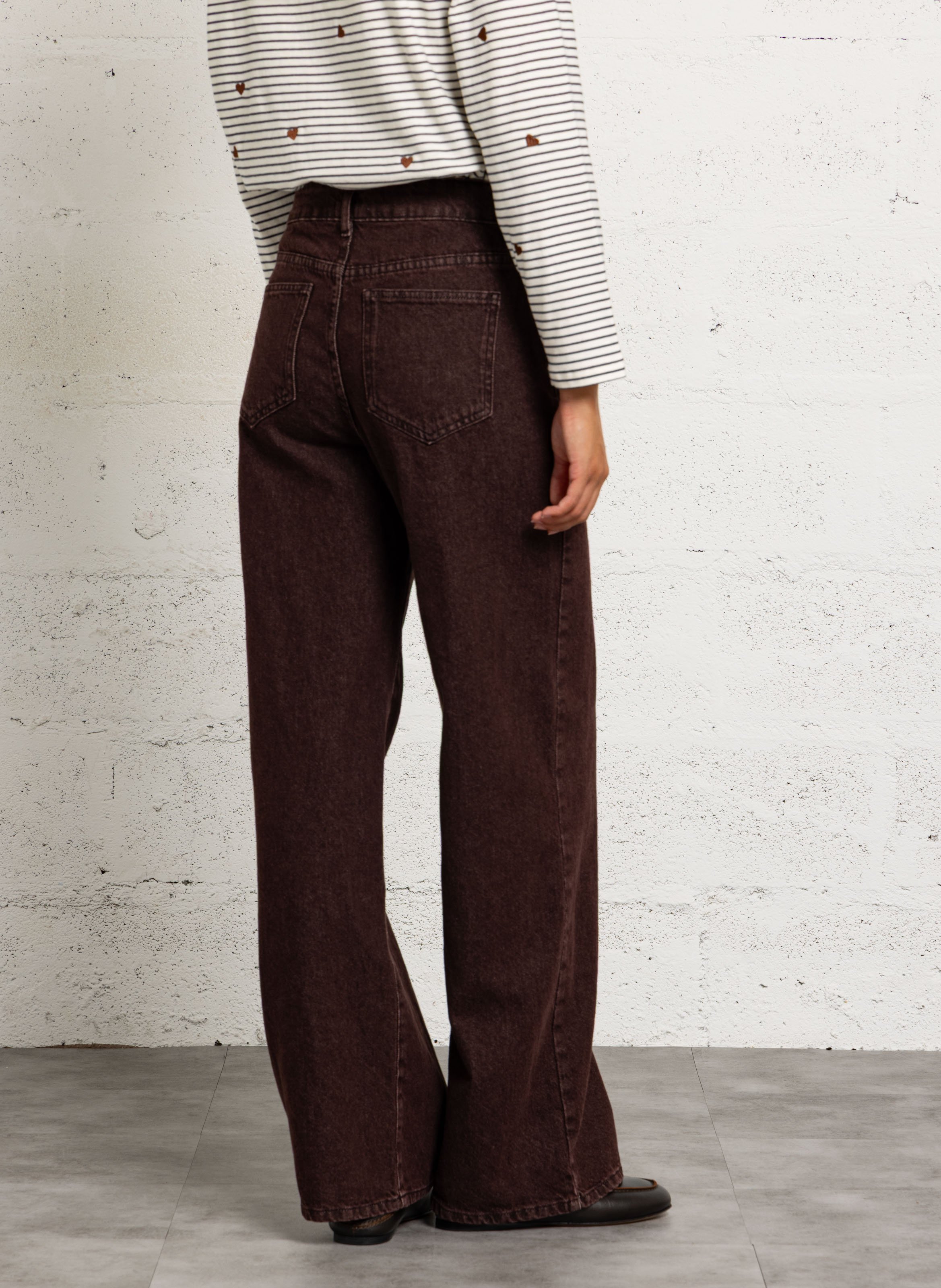 Wide-leg cotton jeans DES PETITS HAUTS Brown