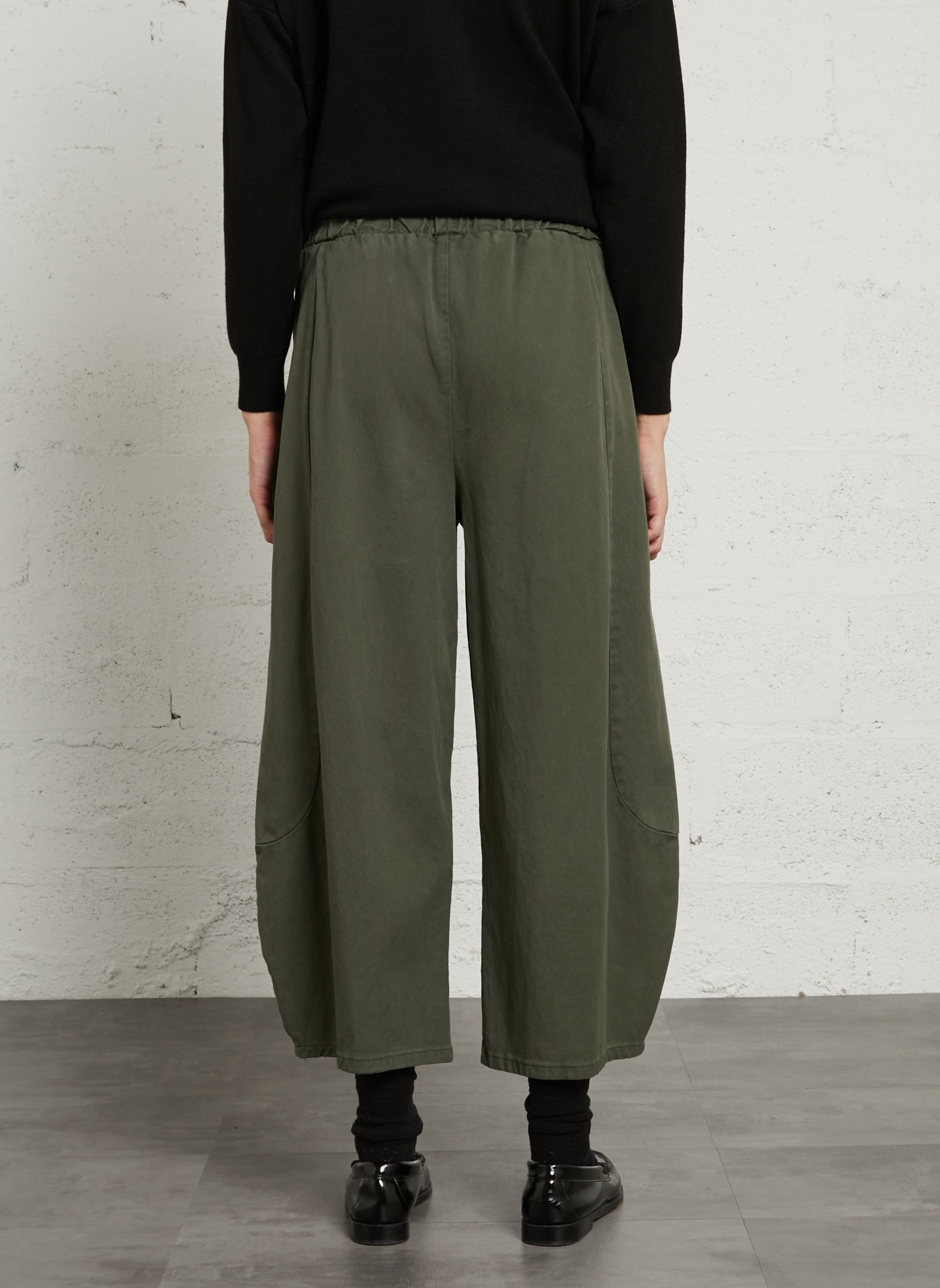 High-waisted wide cropped trousers PLEASE White