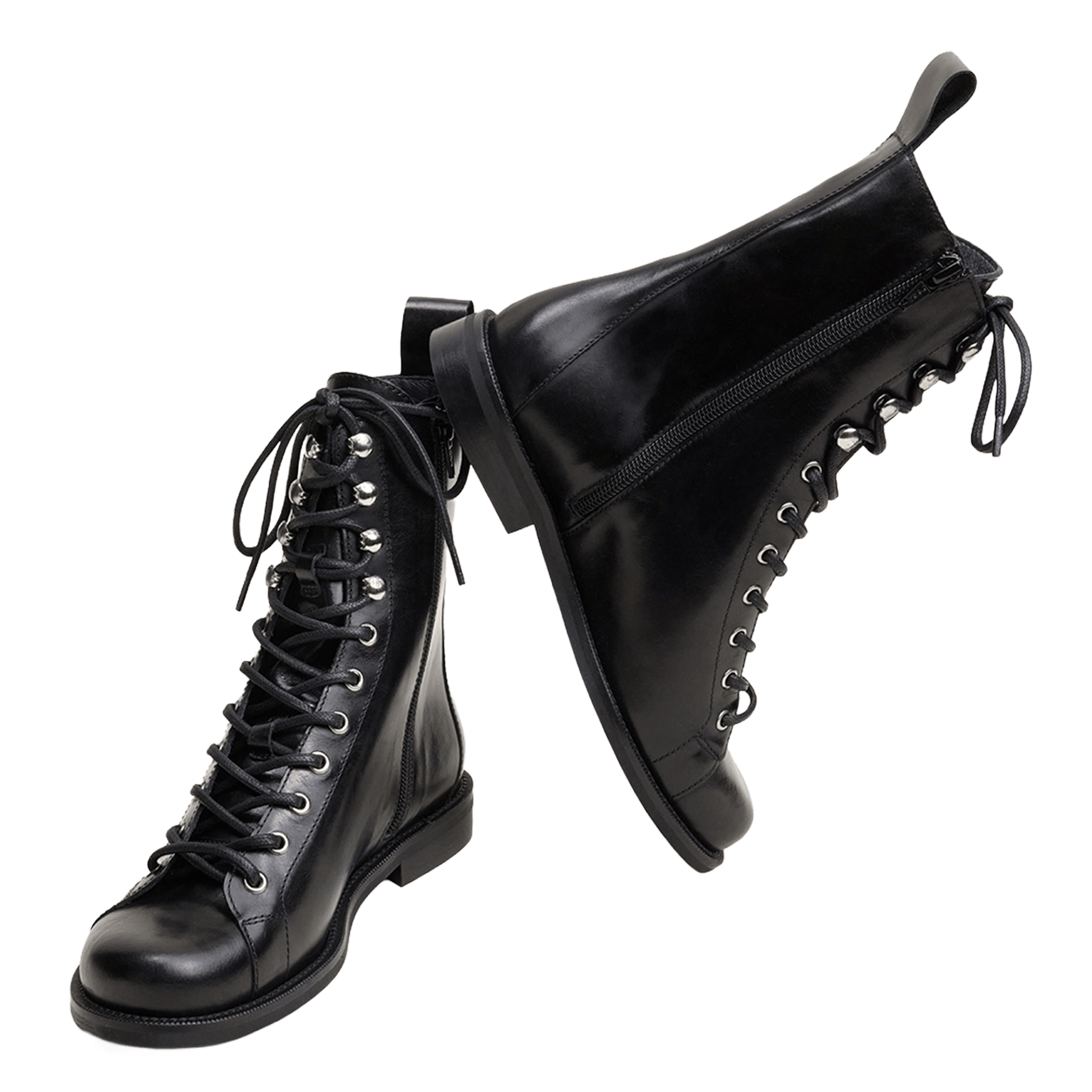 Lace-up leather mid-calf boots JONAK Black