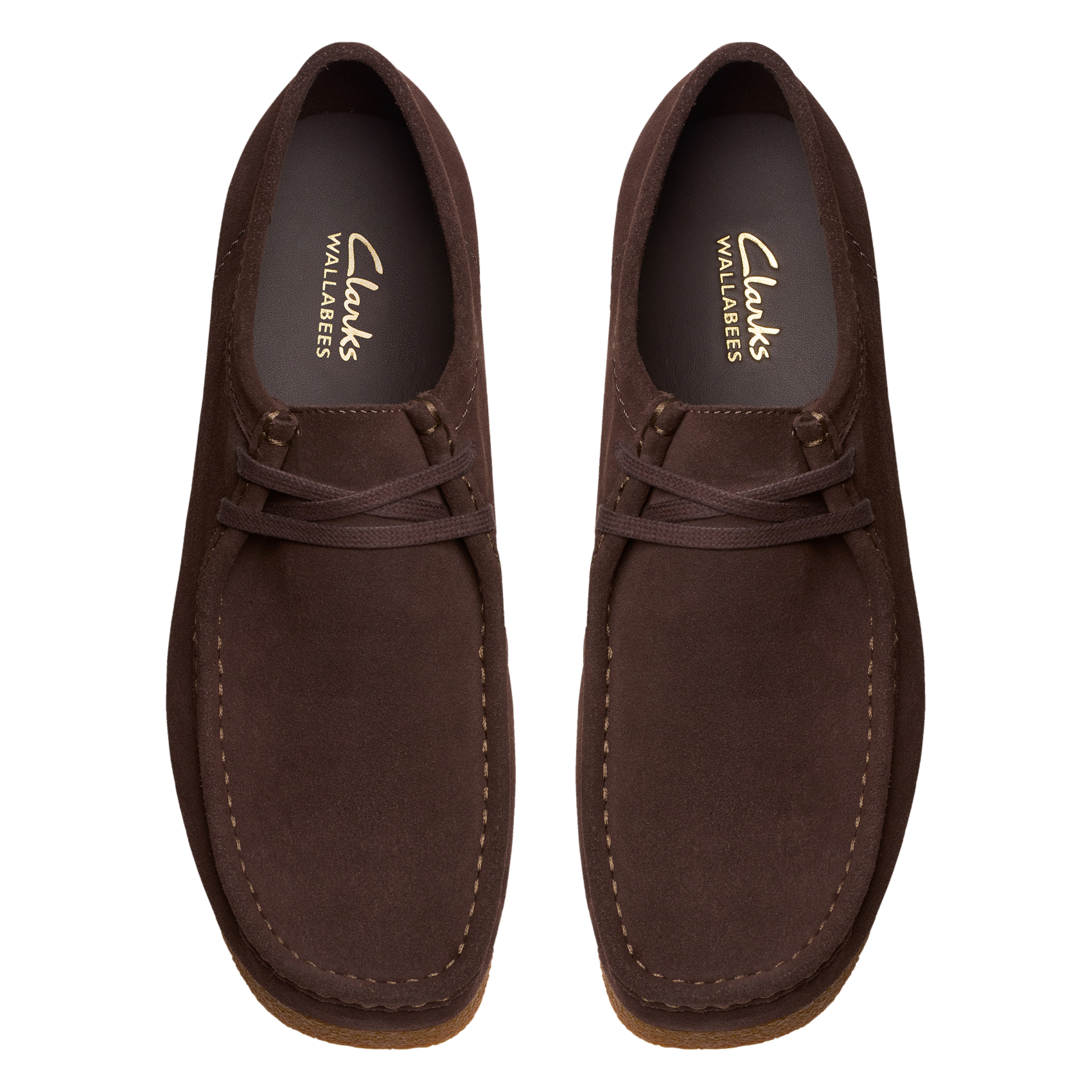 Boots basses à lacets en cuir velours CLARKS Marron