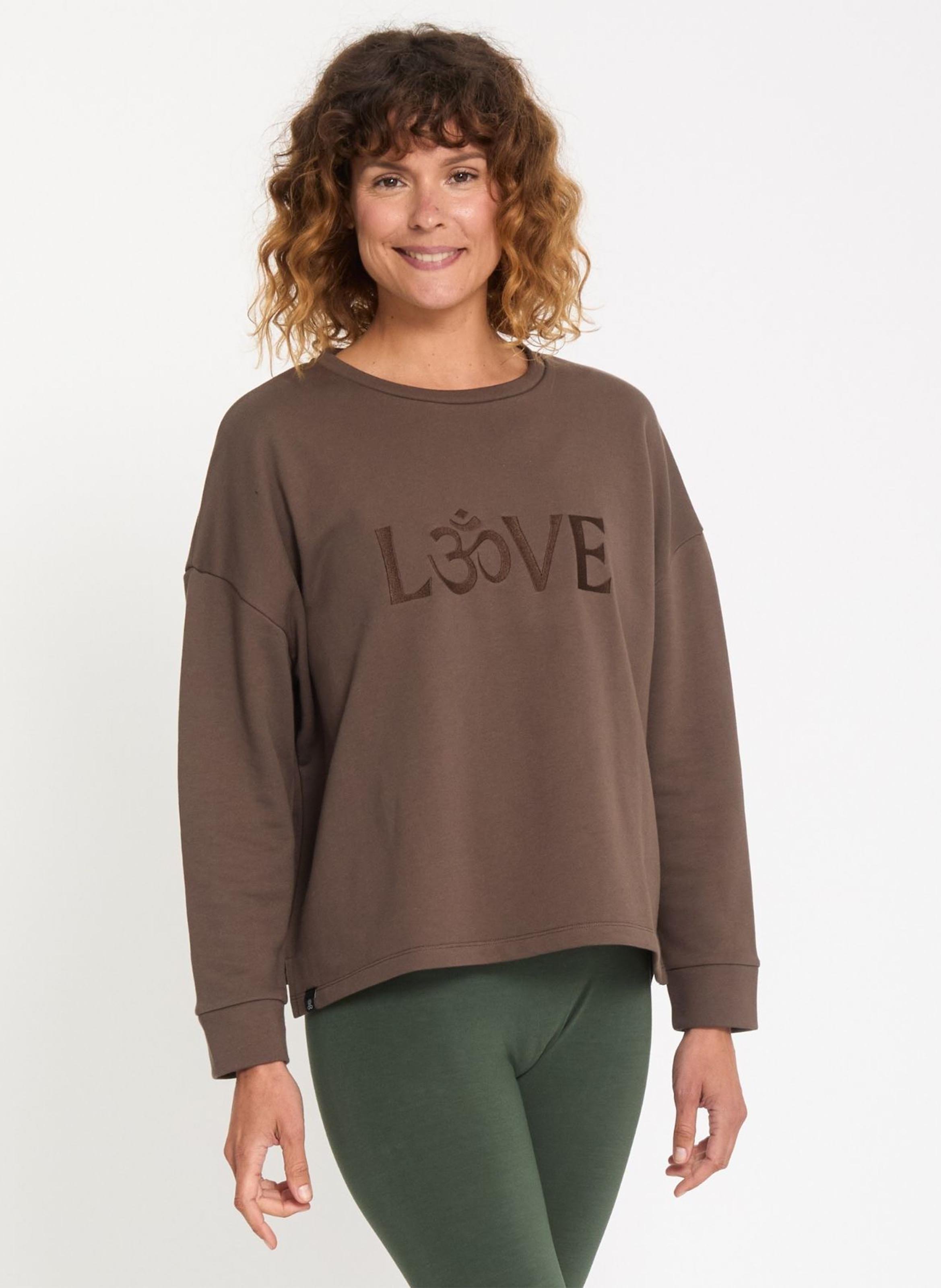 Straight organic cotton round-neck sweatshirt YOGA SEARCHER Brown