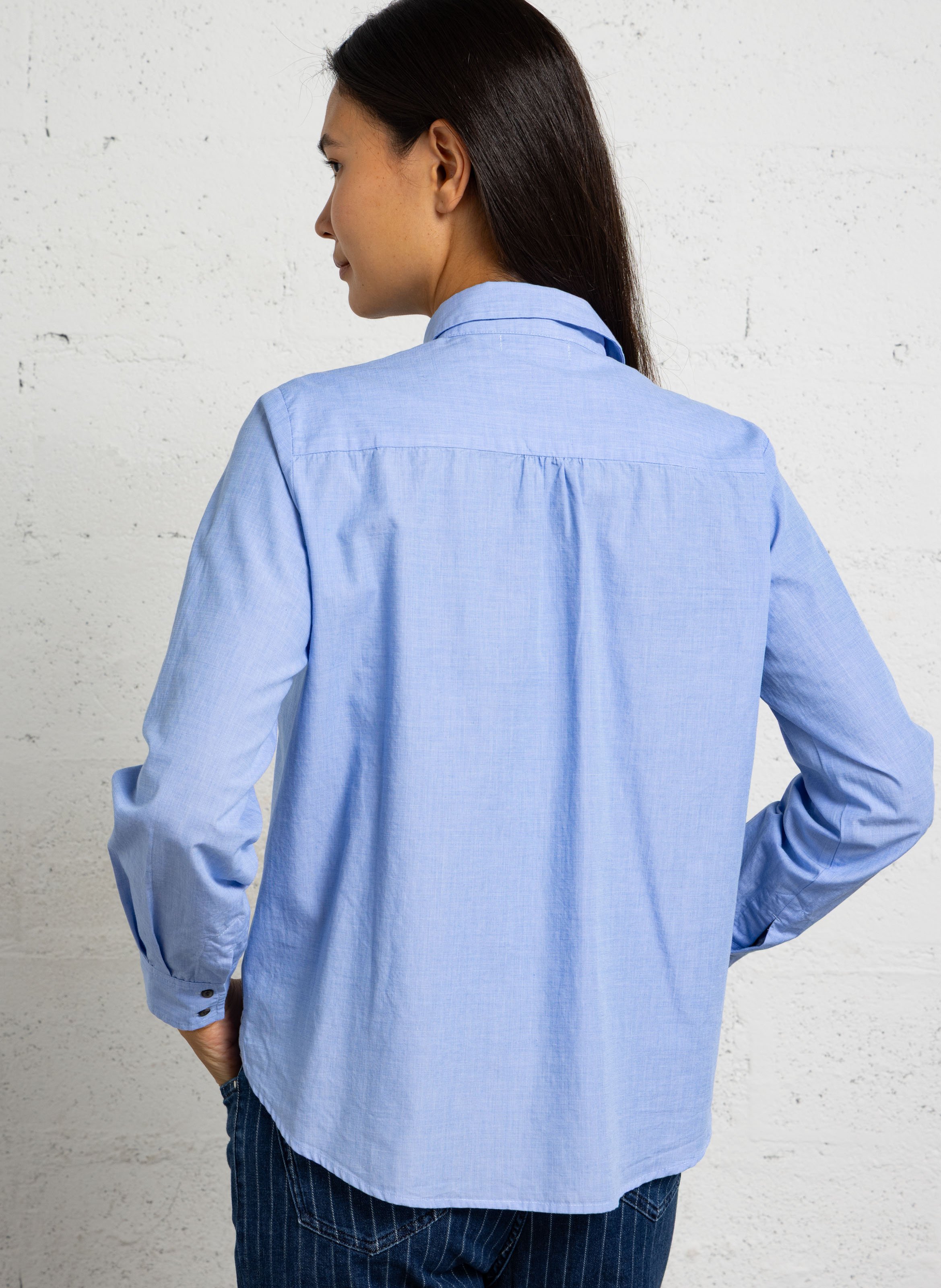 Chemise col classique en coton BELLA JONES Bleu