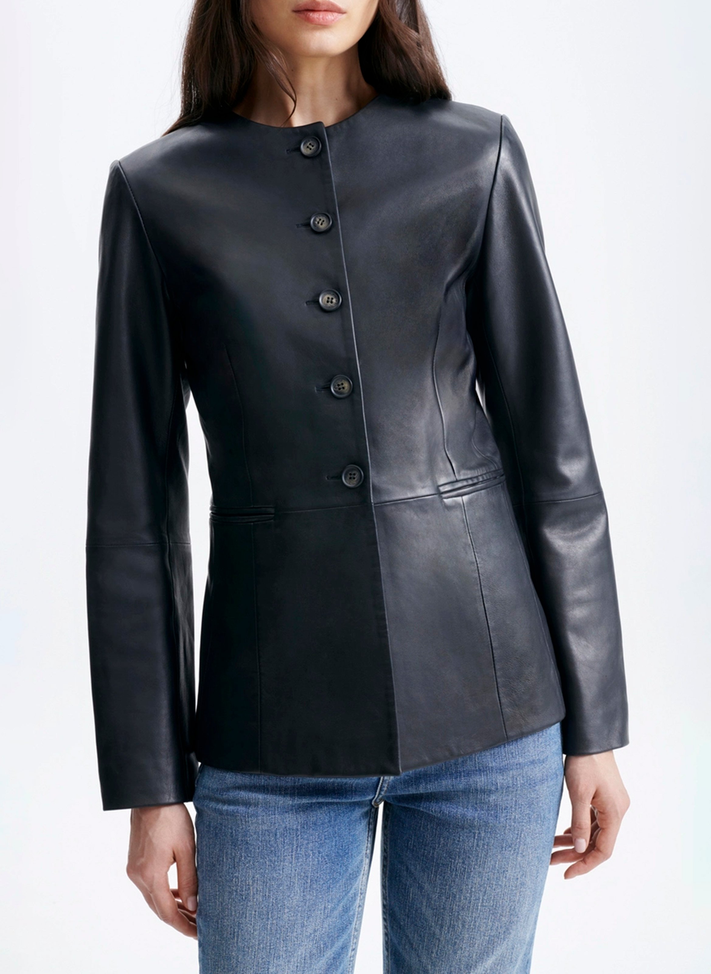 Fitted leather jacket VANESSA BRUNO Black