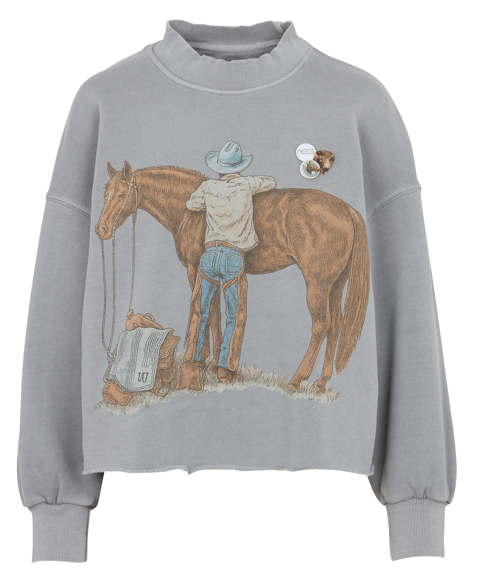Sweat ample col rond imprimé en coton NEWTONE Gris