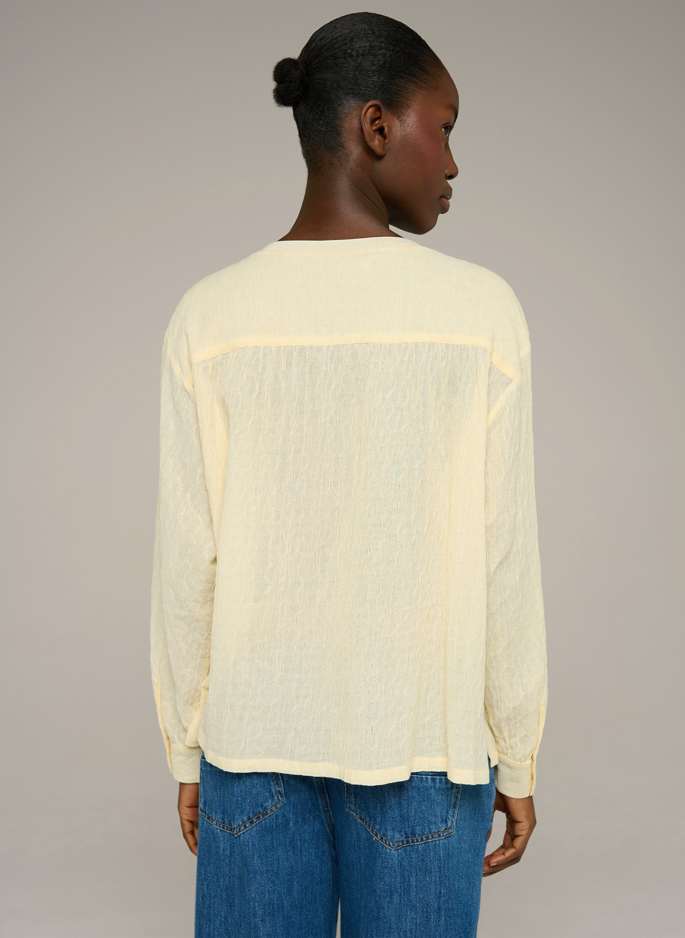 Blouse met lange mouwen en jacquard-dessin COTELAC ACOTE Beige