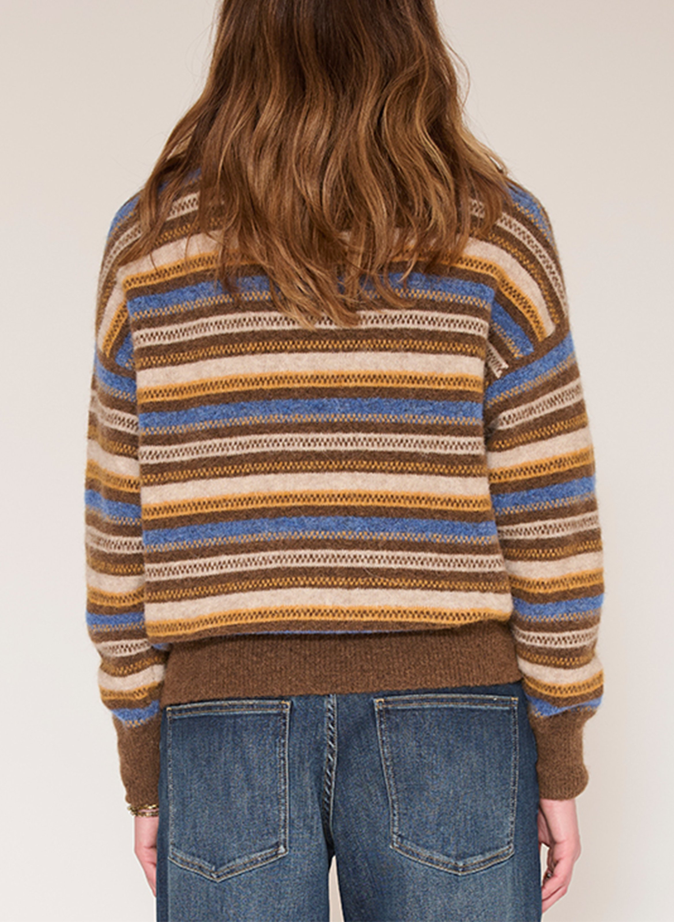 Weiter Rollkragenpullover aus Wollmix MKT Braun