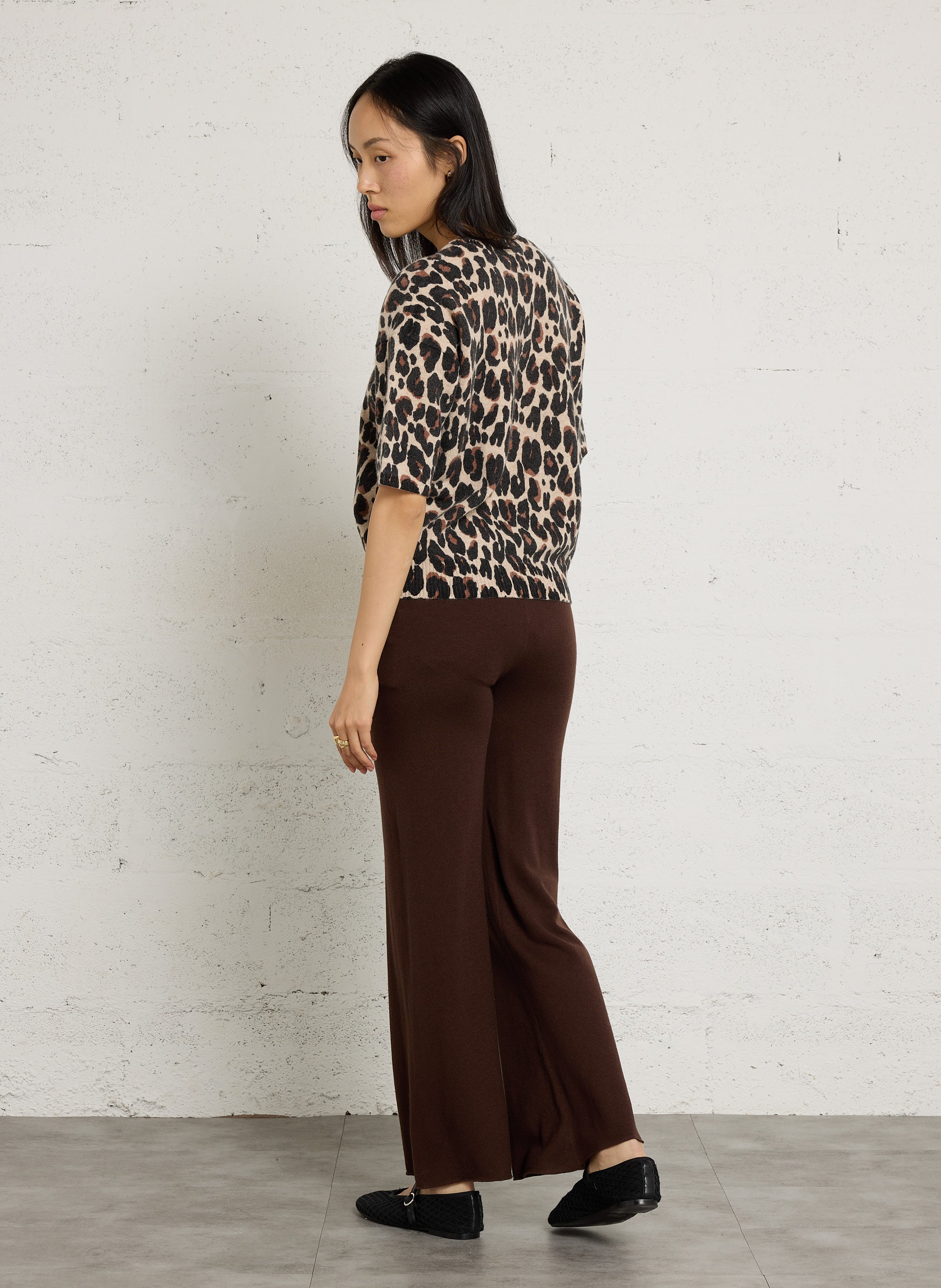 Wijde broek van kasjmier MAJESTIC FILATURES Bruin