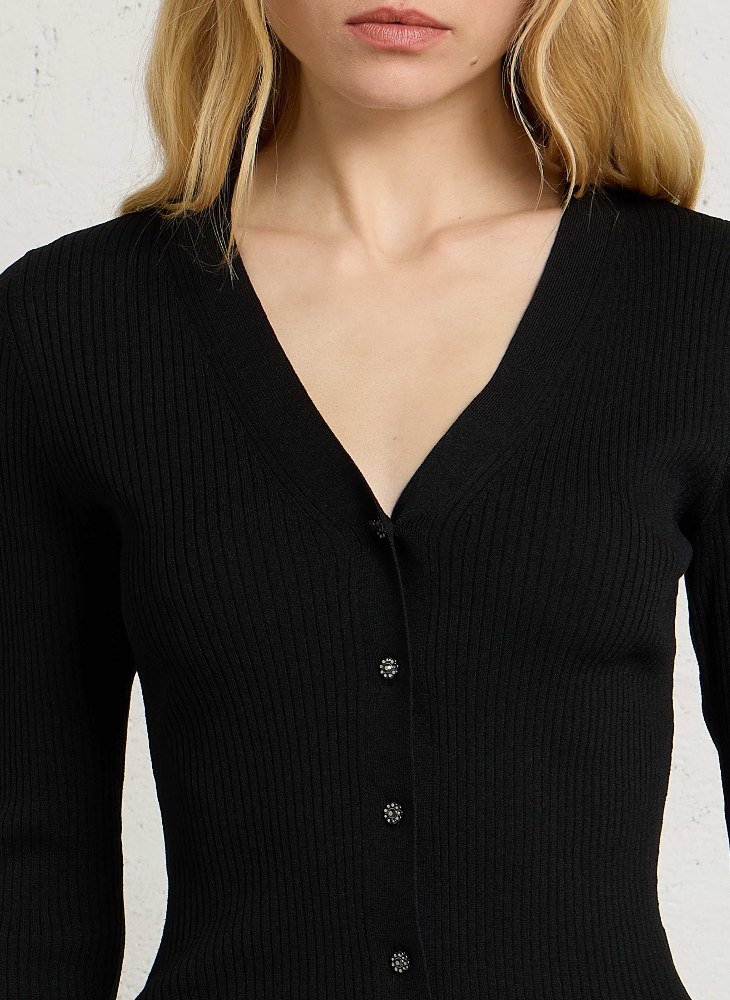 Buttoned V-neck cardigan IKKS Black
