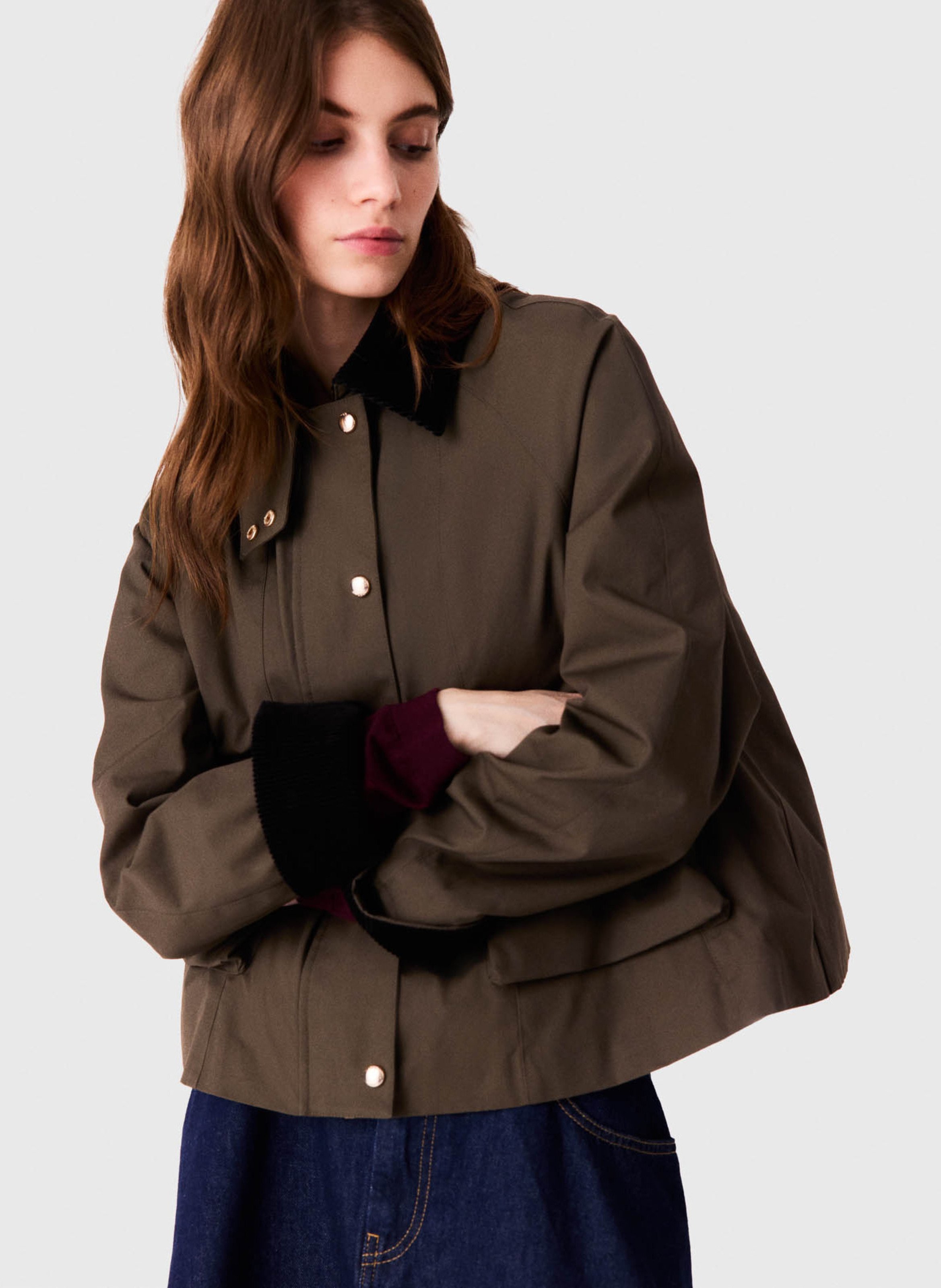 A-line cotton jacket MAJE Khaki