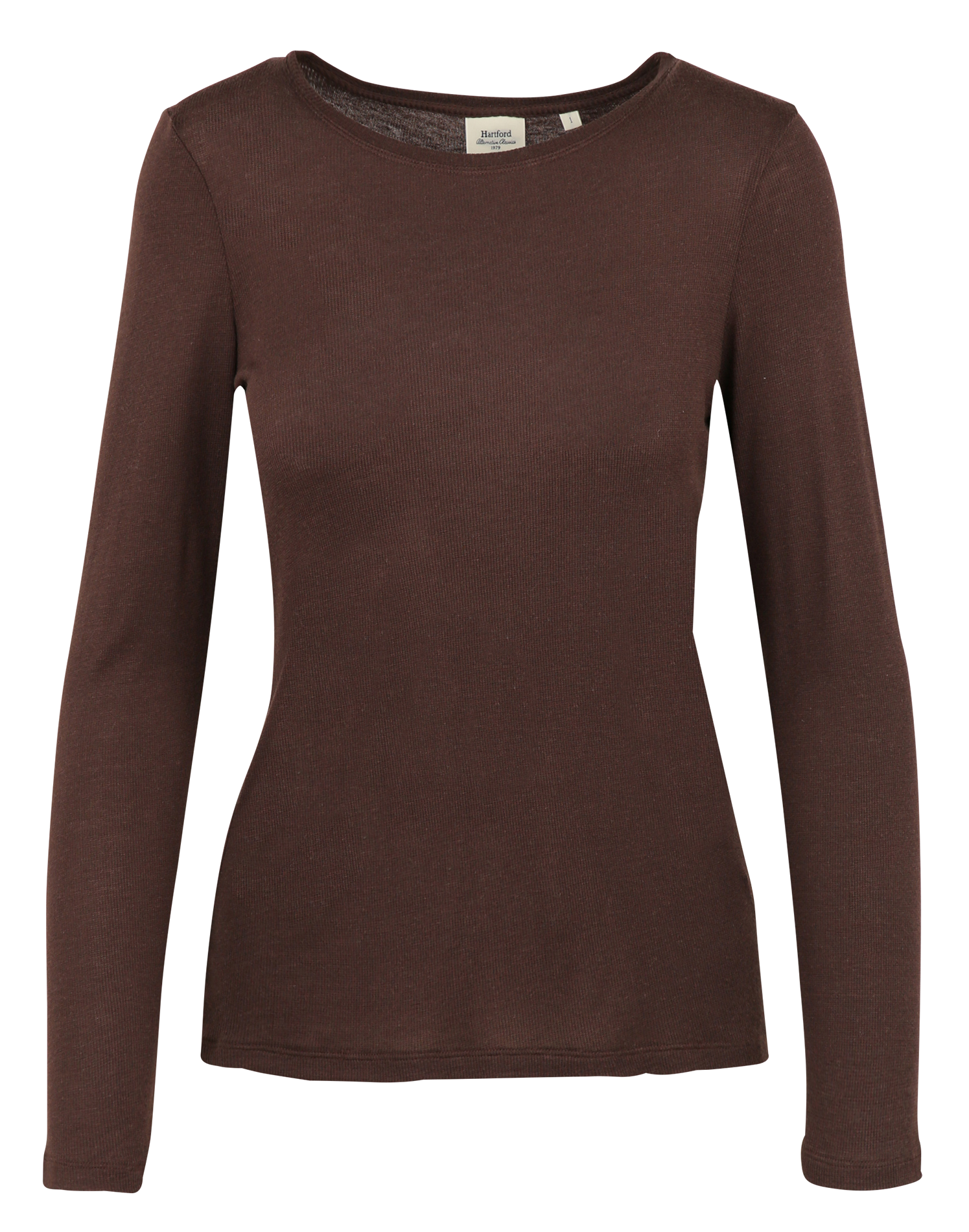 Straight long-sleeved T-shirt HARTFORD Brown
