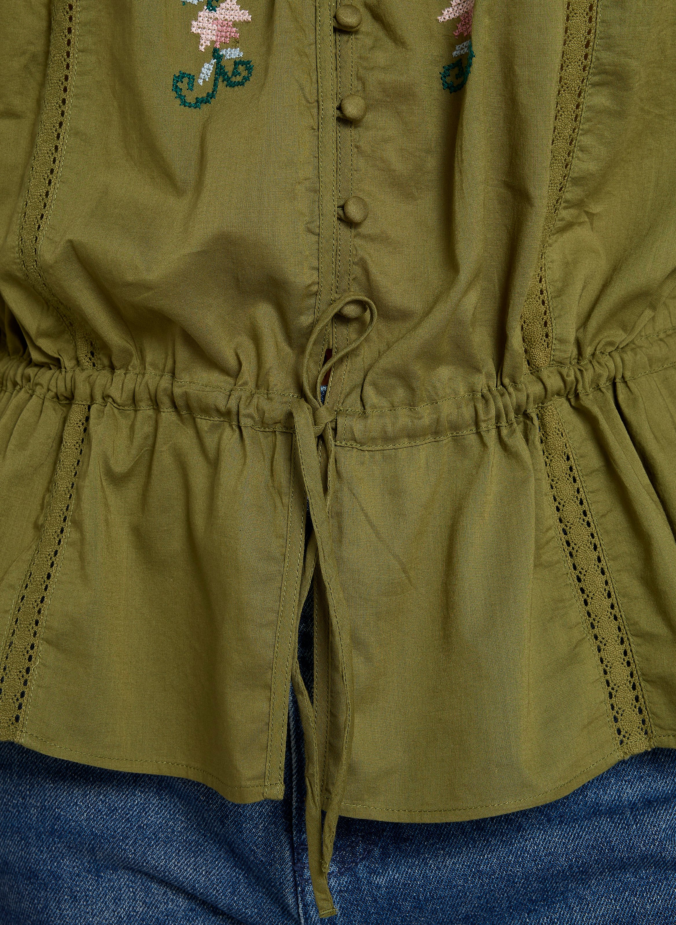 Button-Down Embroidered Blouse SUD EXPRESS Green