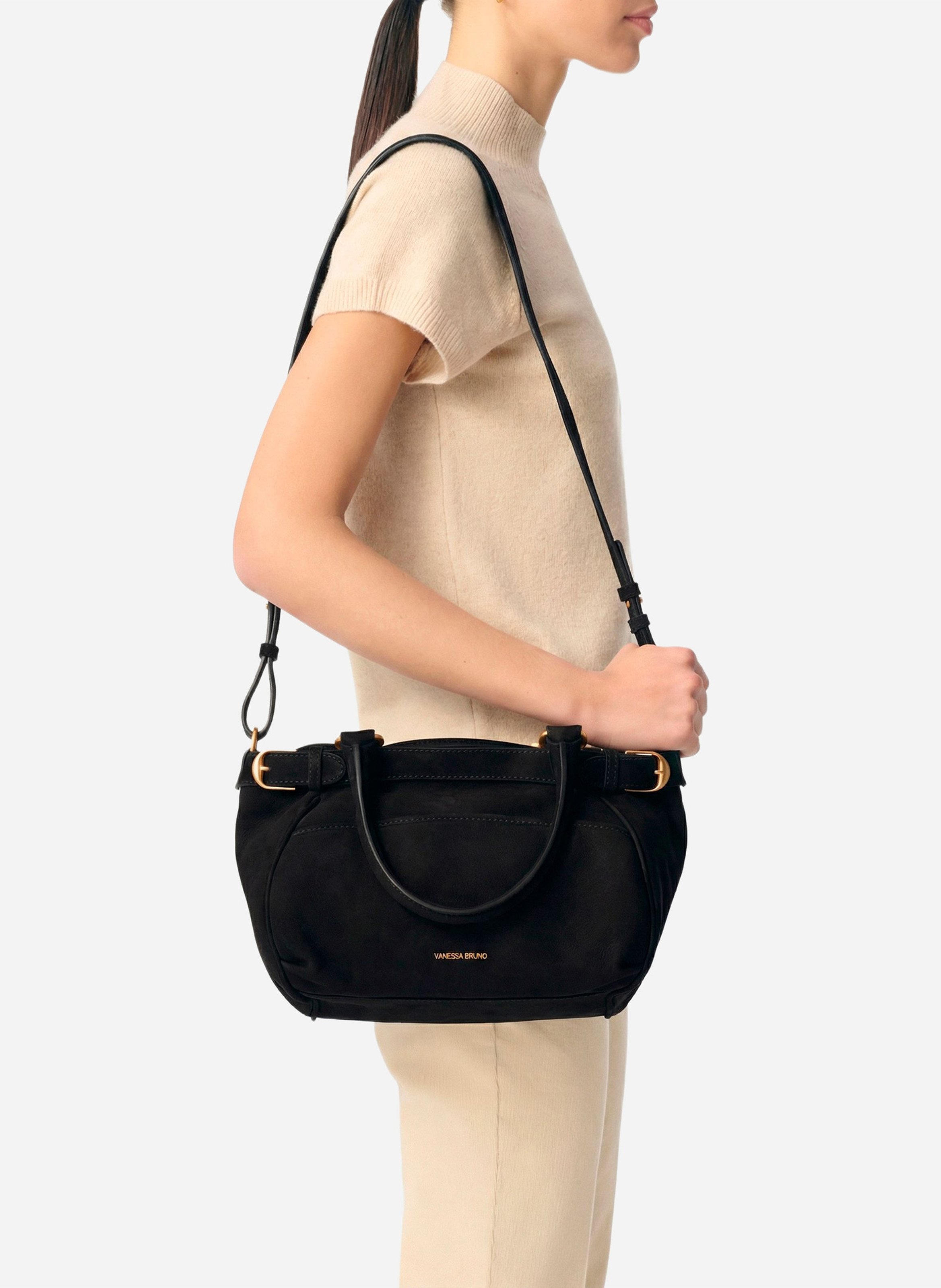 Handtasche aus Leder VANESSA BRUNO Schwarz