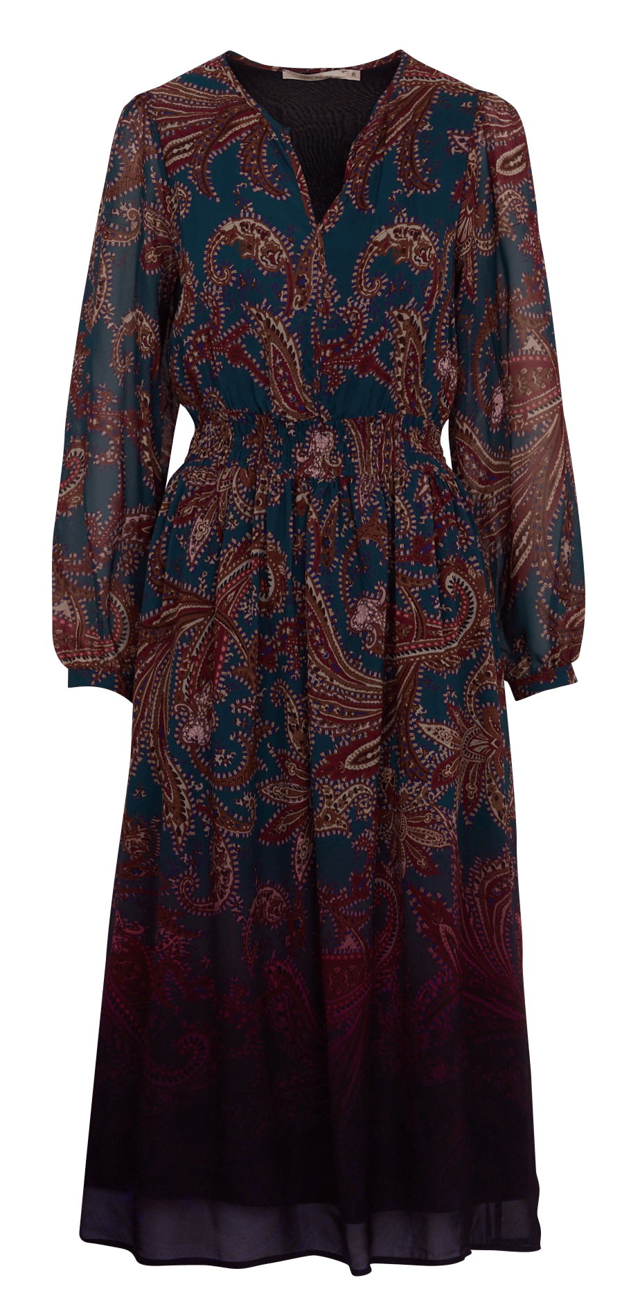 Robe midi col tunisien imprimée LA FEE MARABOUTEE Bleu
