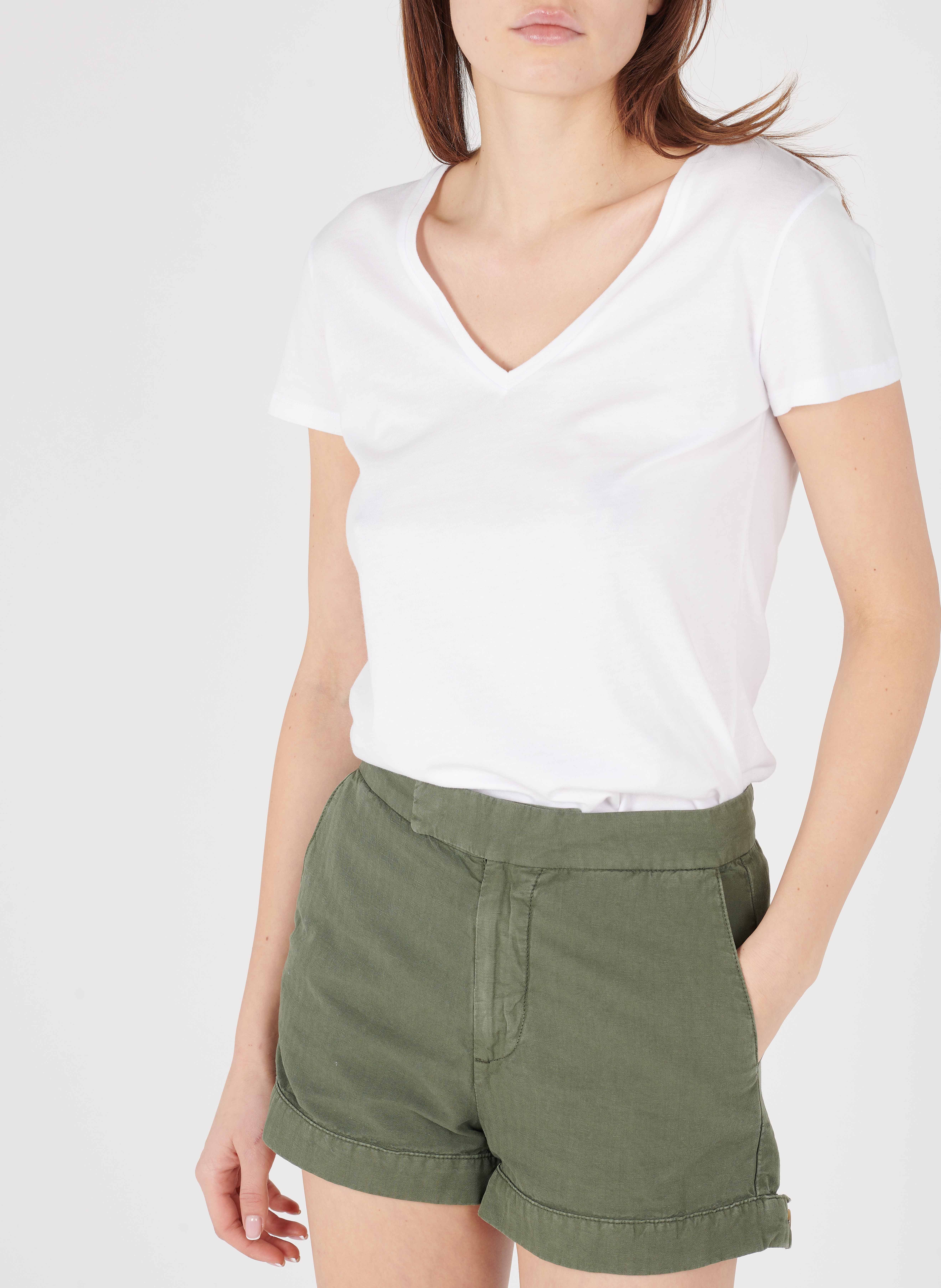 Baumwoll-T-Shirt mit V-Ausschnitt MAJESTIC FILATURES Weiss