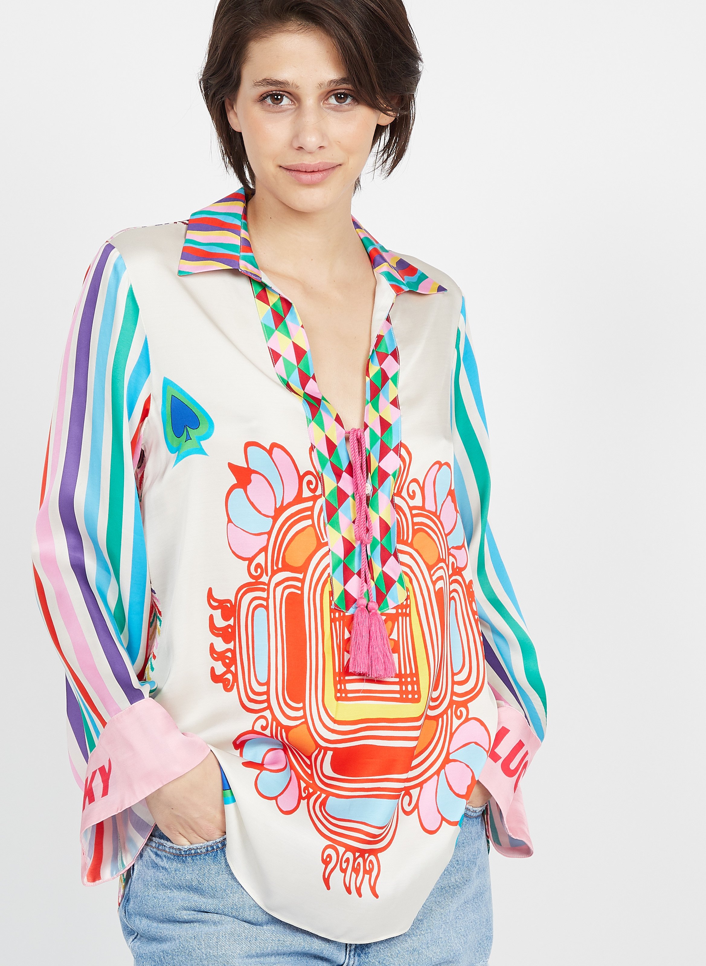 Blusa Holgada Vaporosa Con Estampados Tiger Sack S - Mujer Place