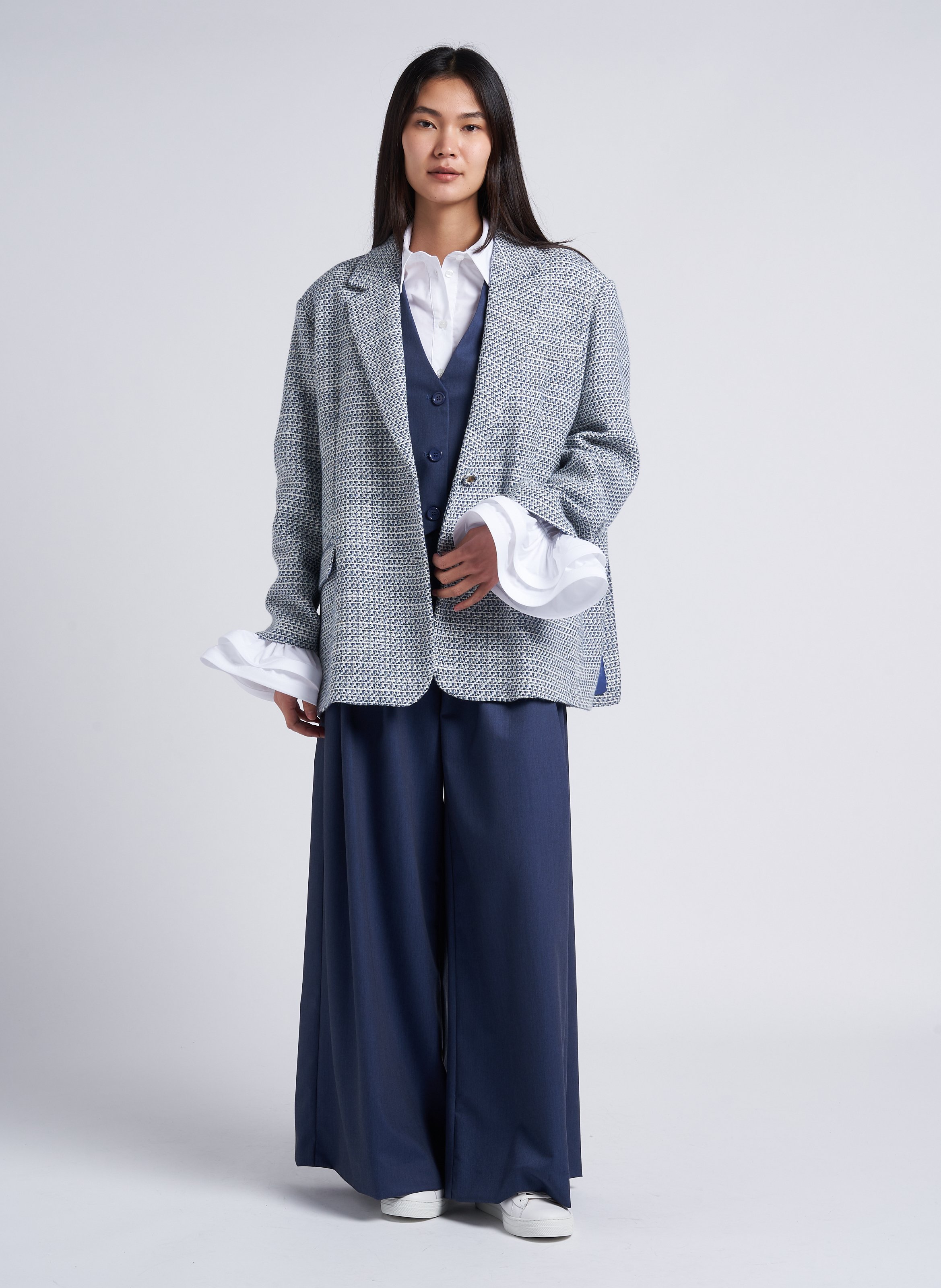 Veste col tailleur jacquard en coton mélangé IMPERIAL Multicolore