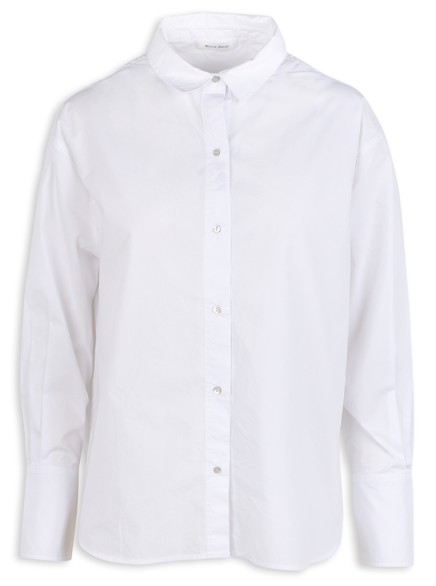 Embroidered straight-cut cotton poplin shirt BELLA JONES White