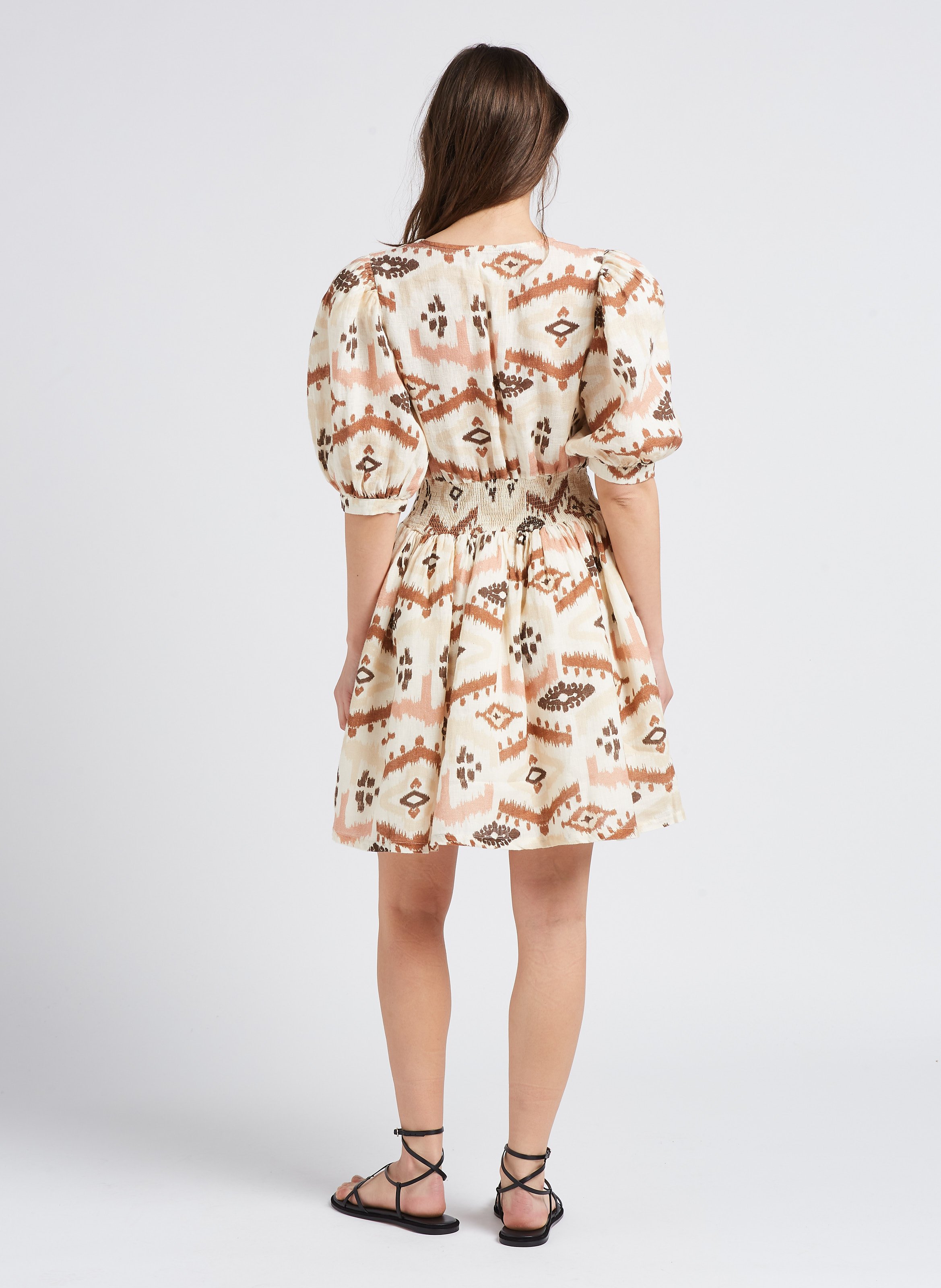 Short printed linen dress THE NEW SOCIETY Multicolored