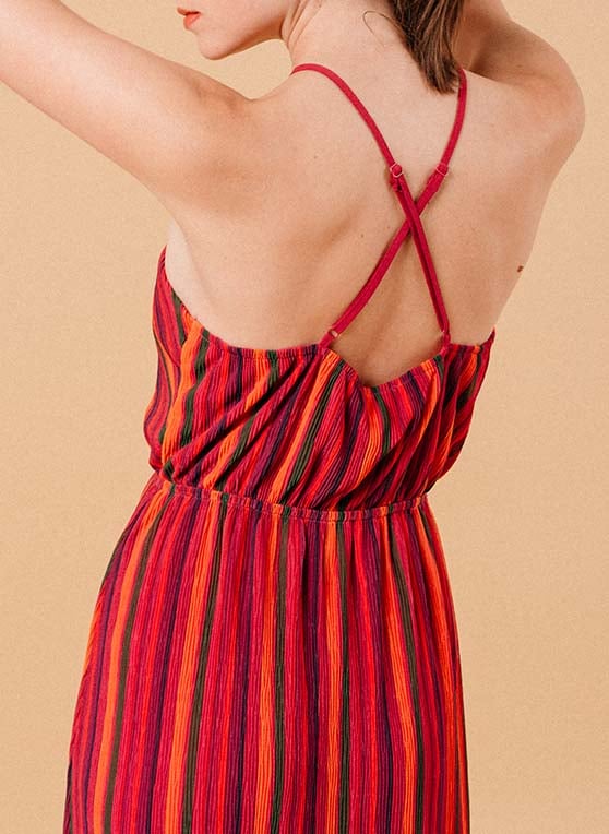 Robe longue plissée à rayures GRACE ET MILA Multicolore