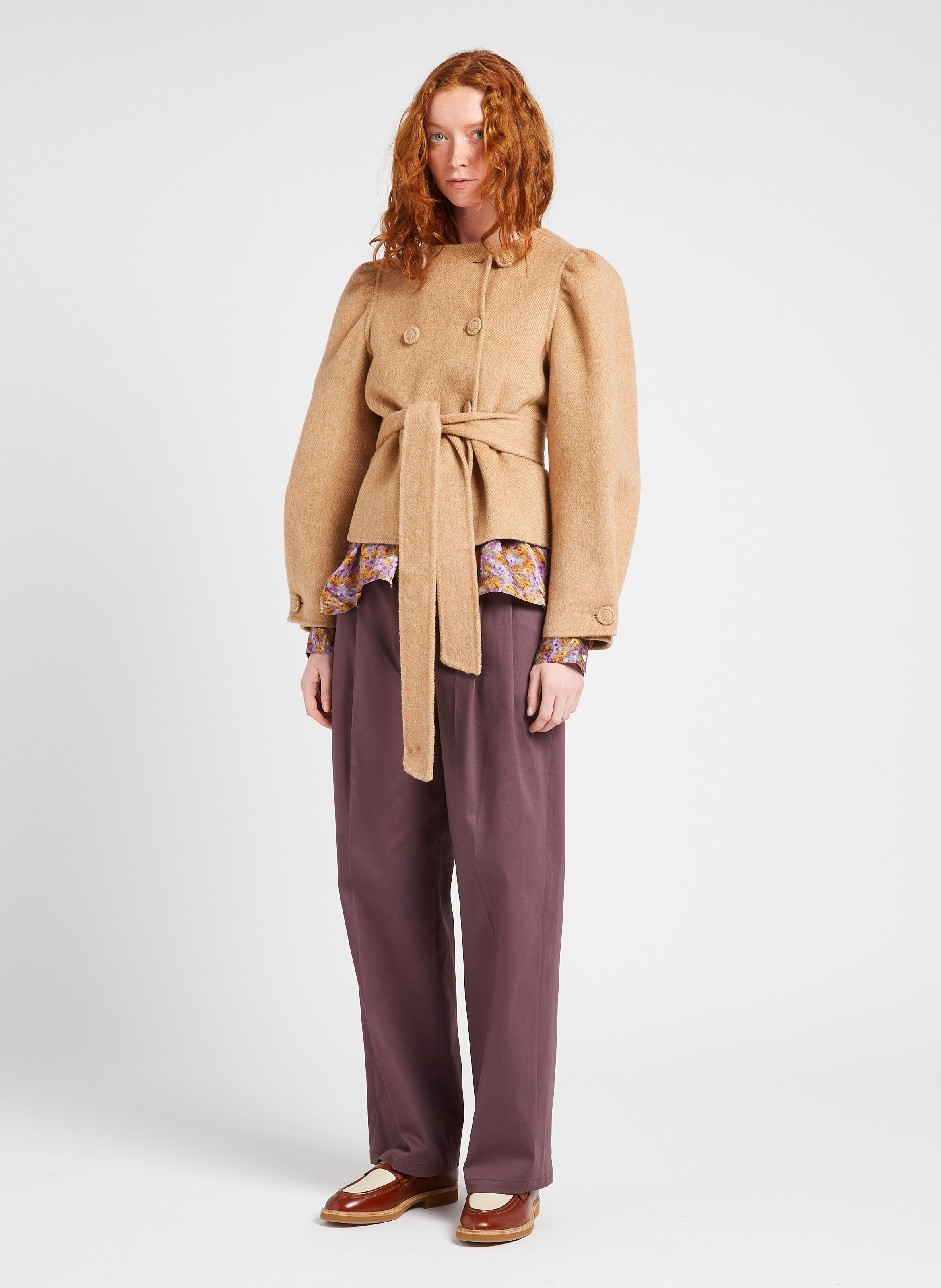 Straight V-neck top ATTIC AND BARN Purple