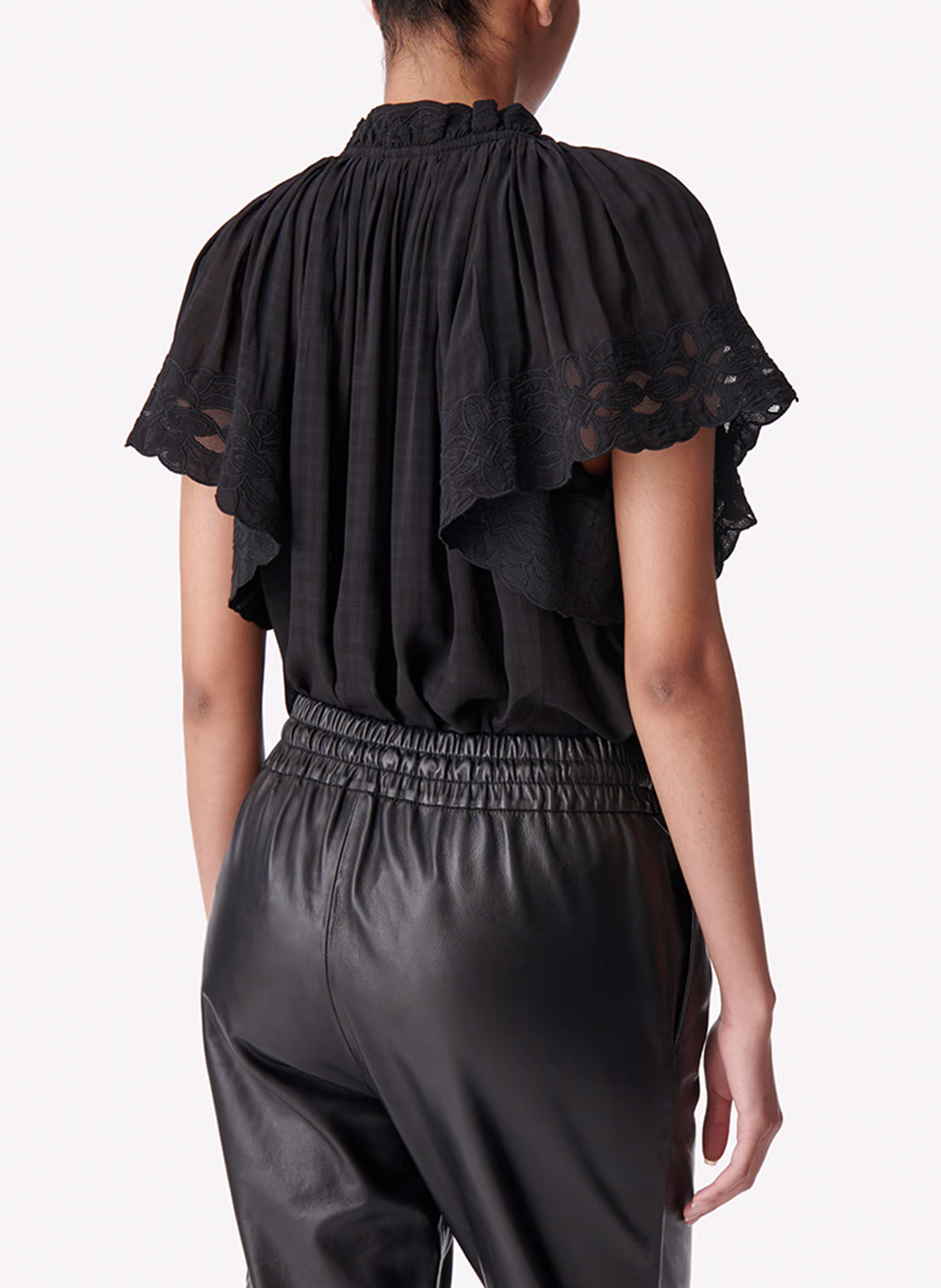 Blouse met ronde hals in jacquard VANESSA BRUNO Zwart