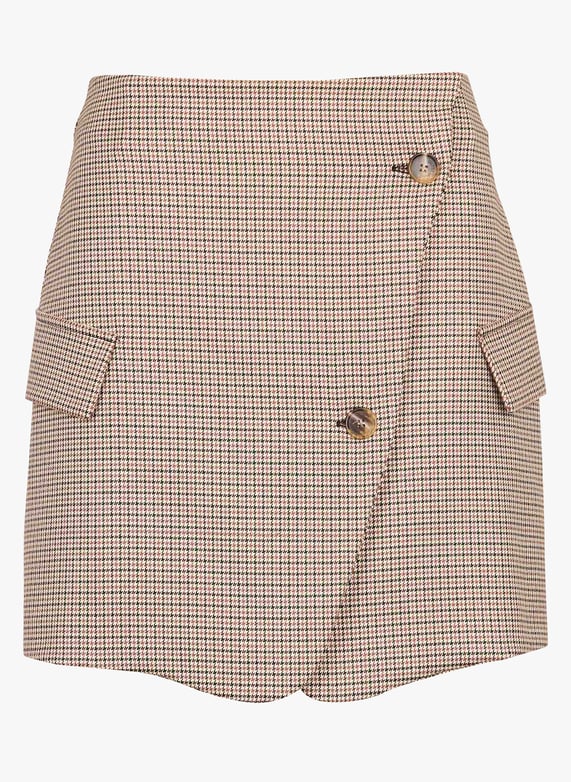 Short skirt in houndstooth jacquard fabric Beige-Brown Imperial