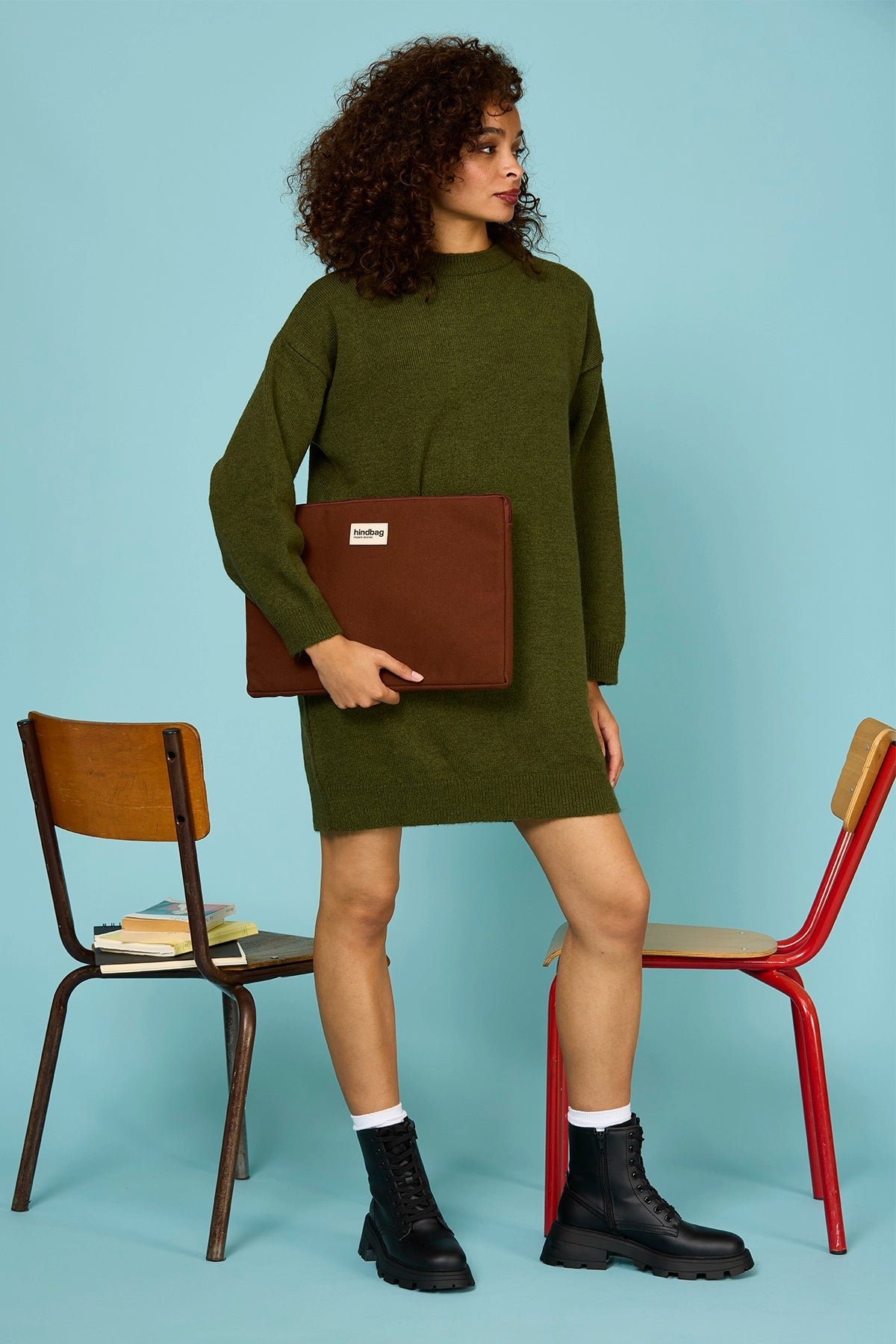 Computer sleeve in recycled wool with shock-absorbent foam HINDBAG Brown