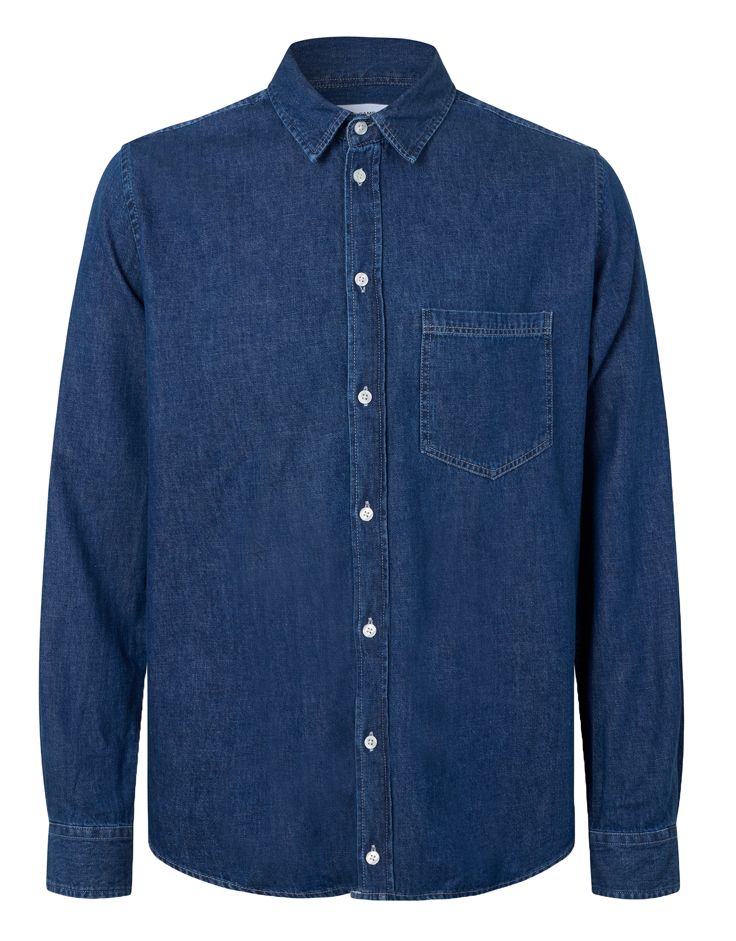 Straight denim shirt in organic cotton Blue