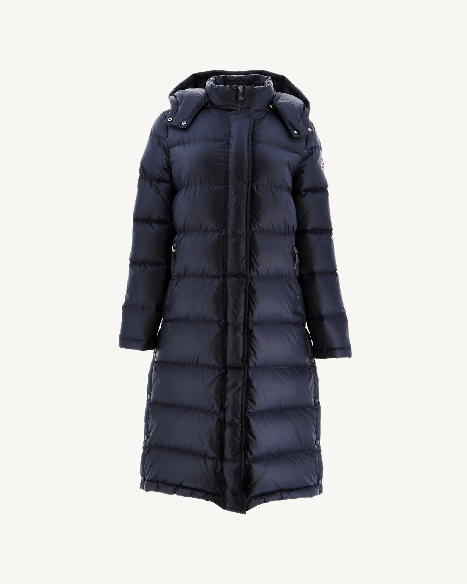 Long hooded puffer coat for extreme cold Karachi JOTT Blue