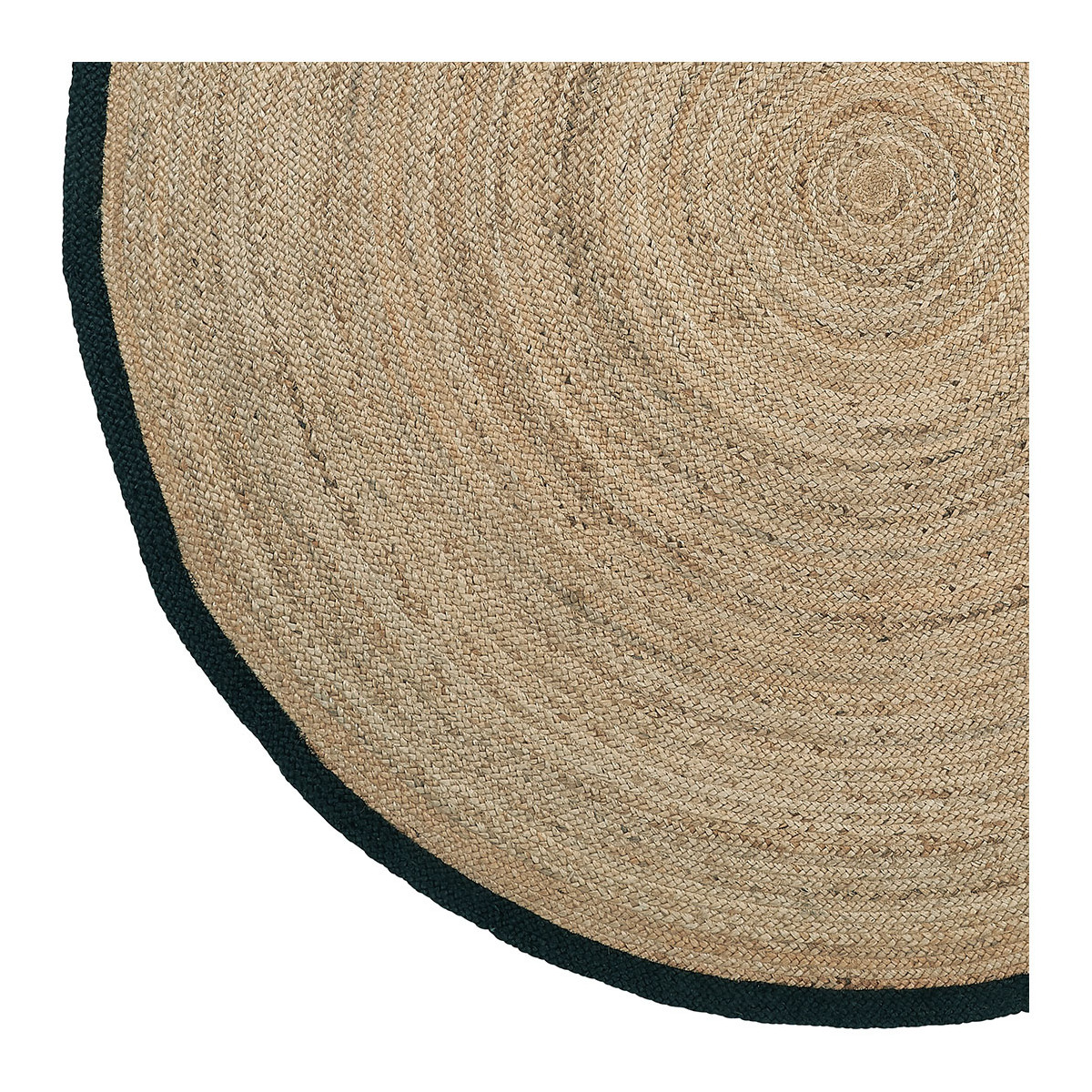 Round jute rug with black hem - Ø 200 cm BLANC D'IVOIRE Beige