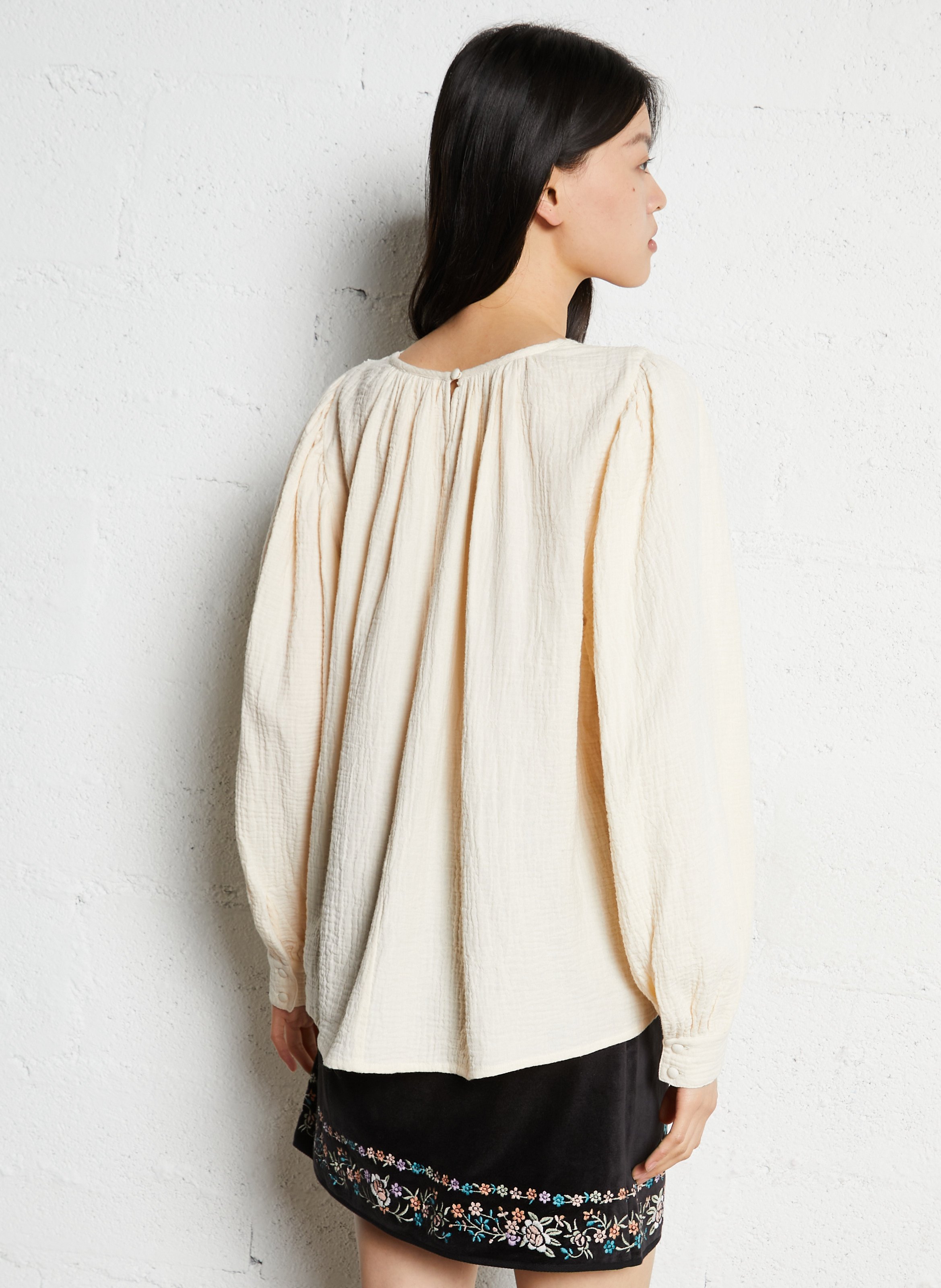 Round-neck cotton blouse LOUISE MISHA Beige