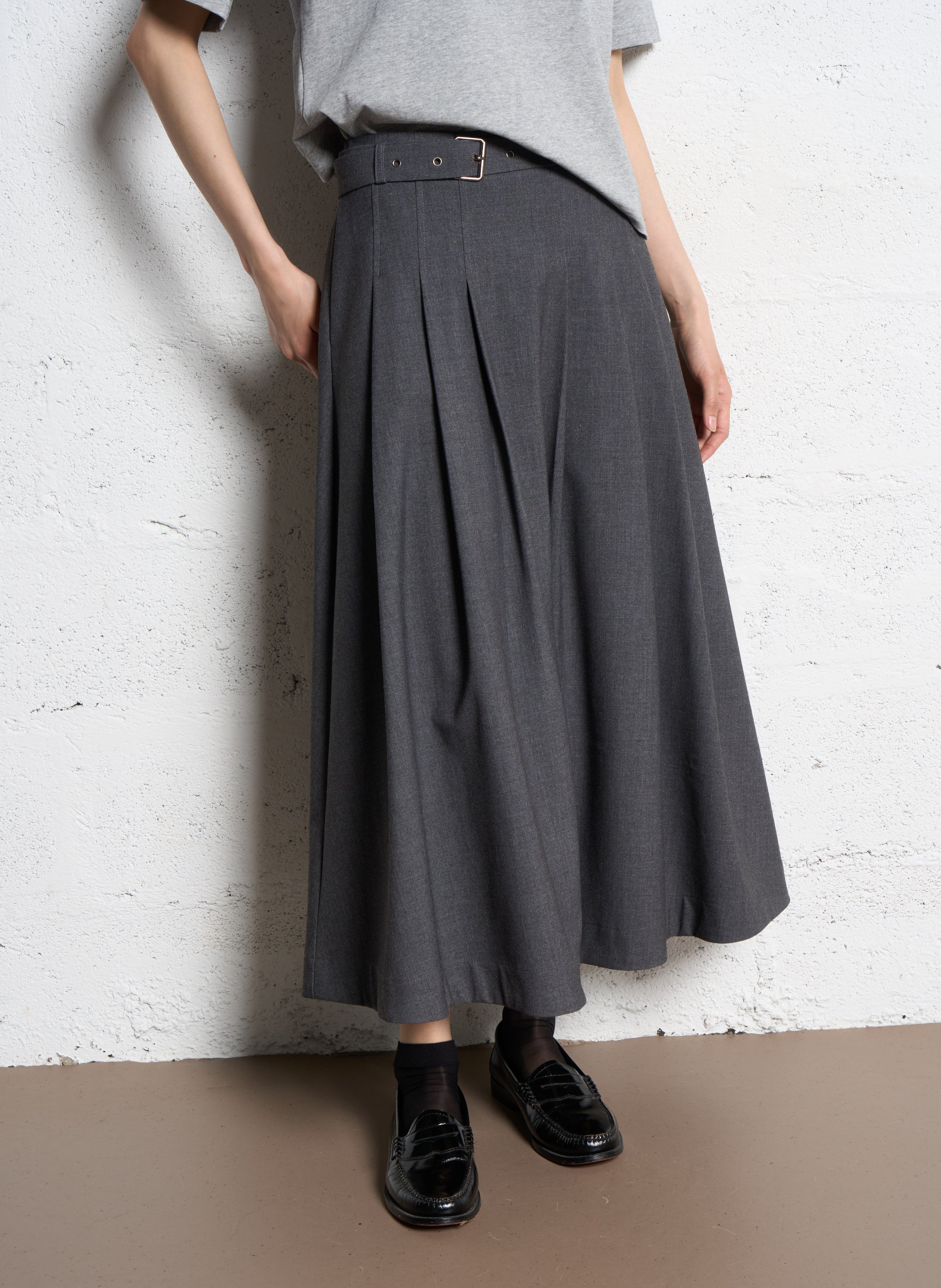 Jupe longue évasée SUNCOO Gris